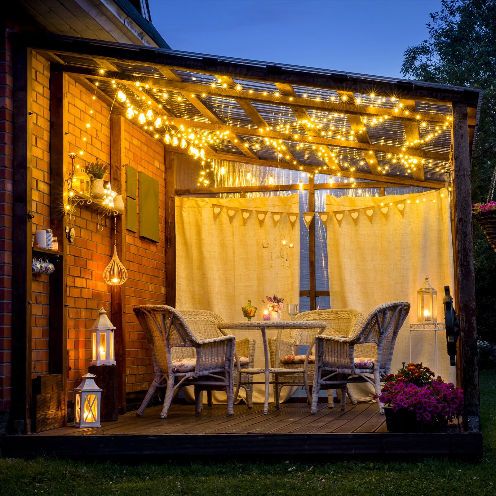 Einiiya 2 Pack Solar String Lights For Outside, Ip67 Waterproof Solar String Lights Outdoor With 8 Modes, 66Ft 200 Led Warm White Solar Fairy Twinkle Light For Camping Garden Patio Yard Holiday Decorations