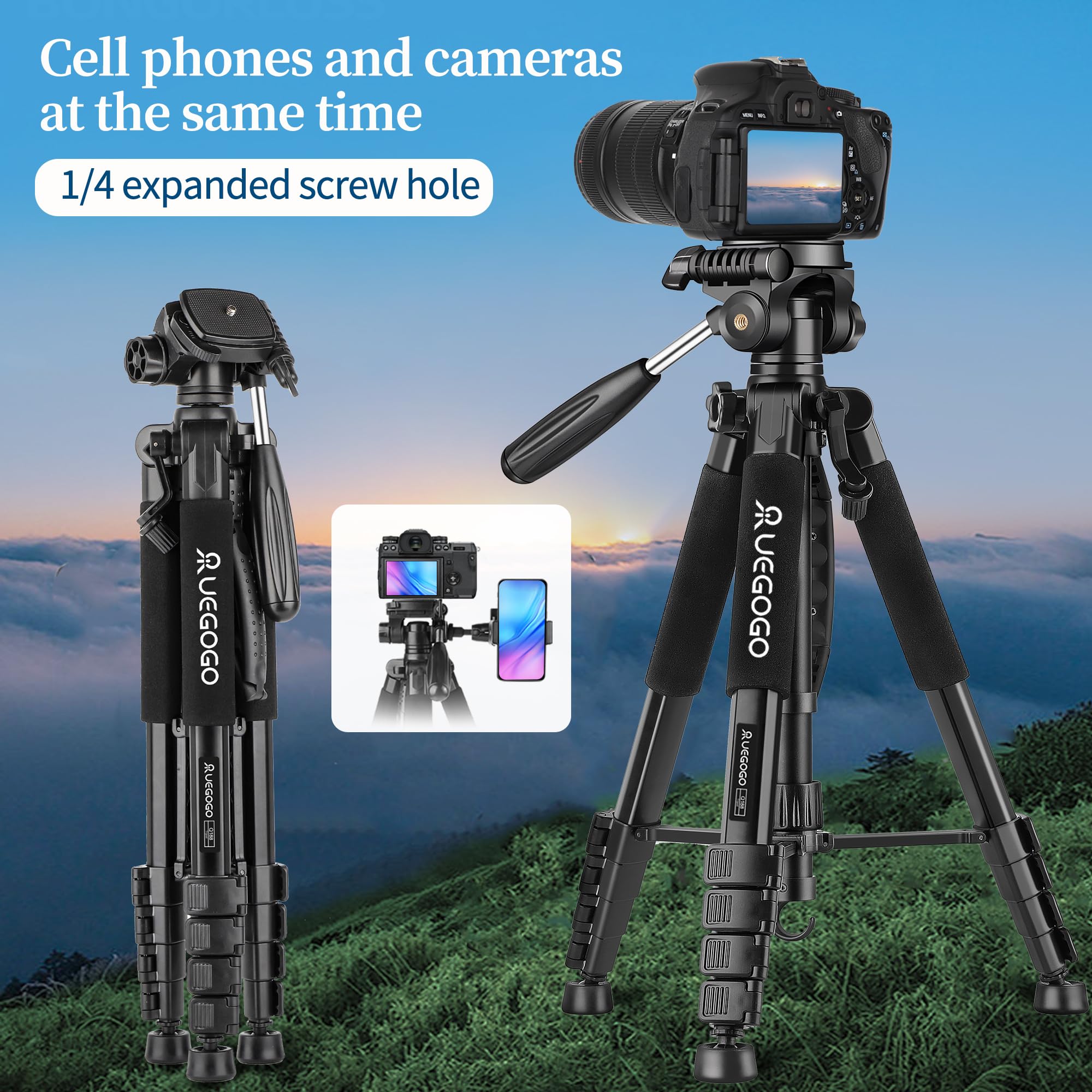 Senndio Black Q188 Tripod Mobile Phone Live Streaming Stand Photography Camera Slr Camera Stand Projection Fill Light Stand