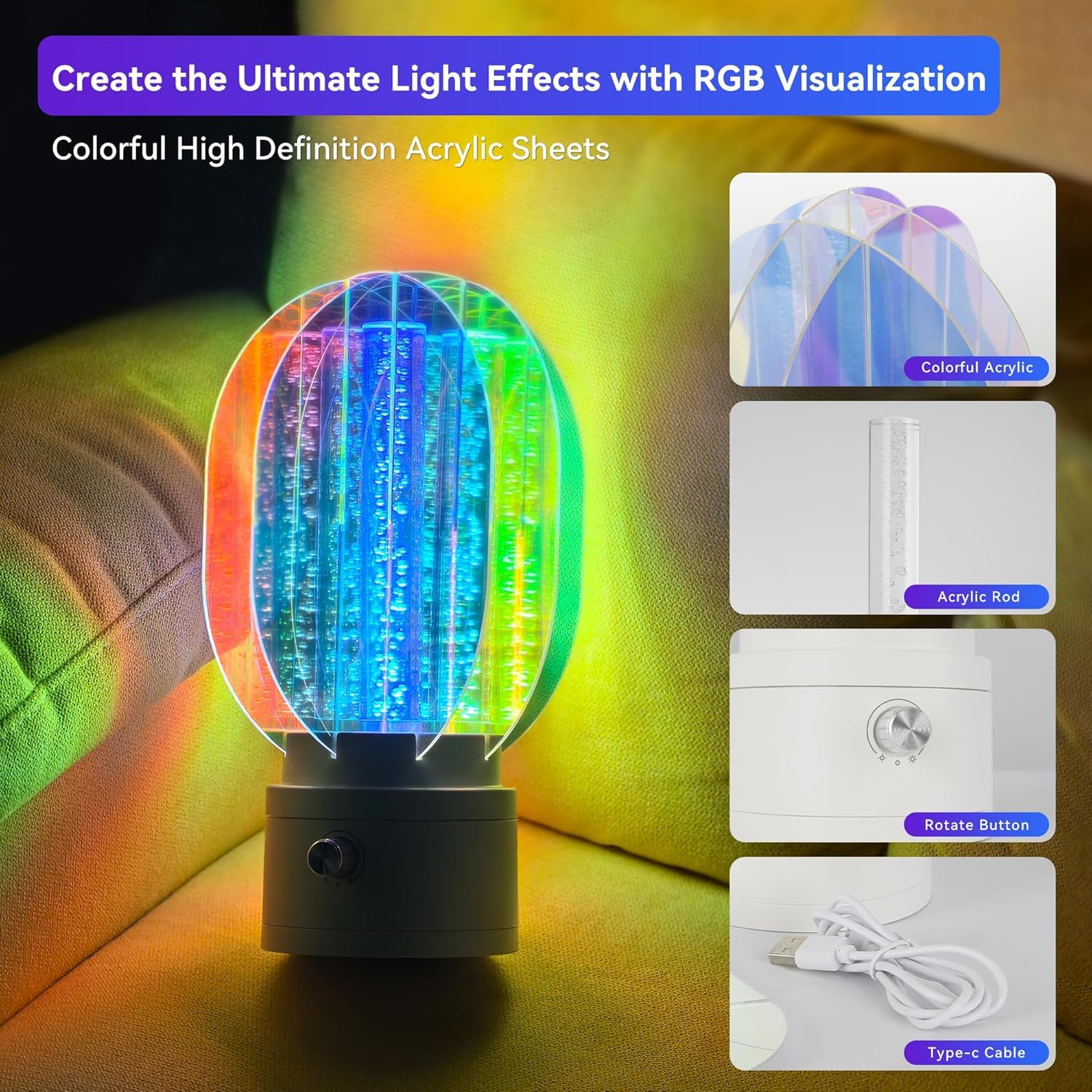Lampe House Cordless Rechargeable Table Lamp With Aurora Effect, Night Light For Bedroom With 360 Rotation, Battery Operated Desklamp For Living Room, Small Lamp For Desk Workstation, Mood Lighting Mini Lamp
