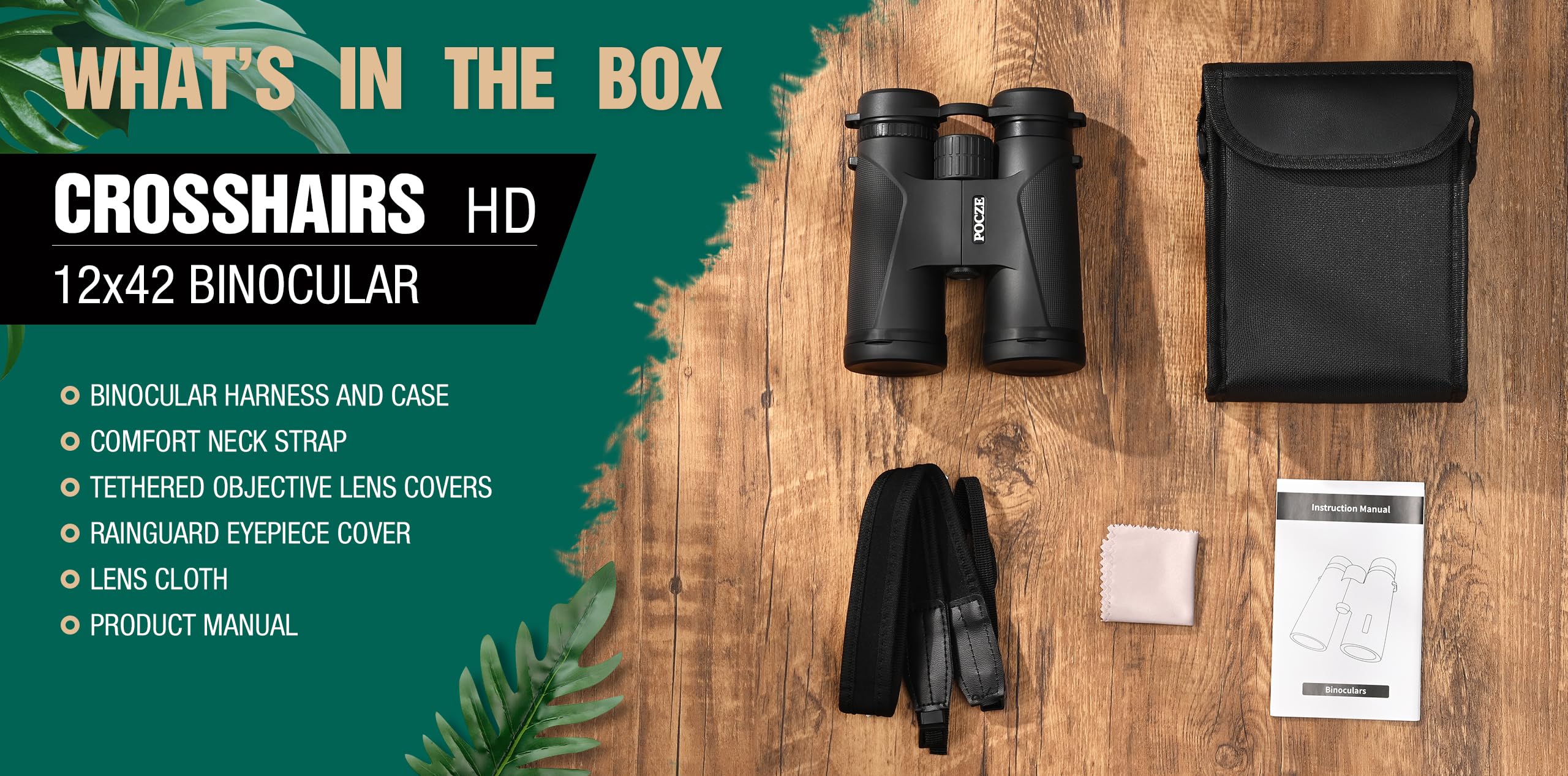 Pocze Binoculars For Adults, 12X42 Waterproof And Durable Binoculars With Multi-Coated Optics And Protective Rubber Armor For Bird Watching