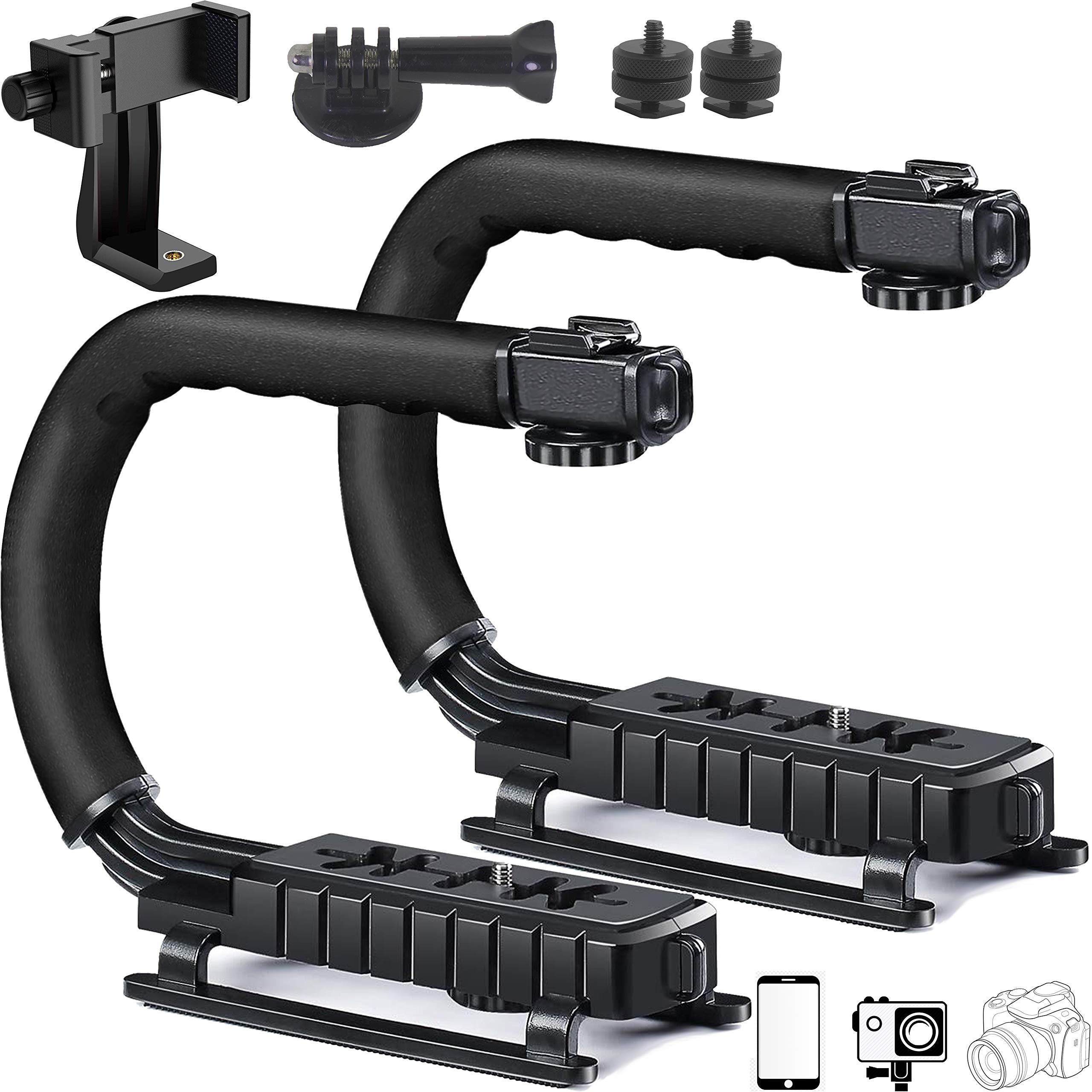 Zaxsound Dslr Stabilizer Handheld Video Action Stabilizing Handle Grip C Shape Professional Vlogging For Smart Phones Canon Nikon Sony Panasonic Pentax Olympus Camera Camcorder (Pack Of 2)