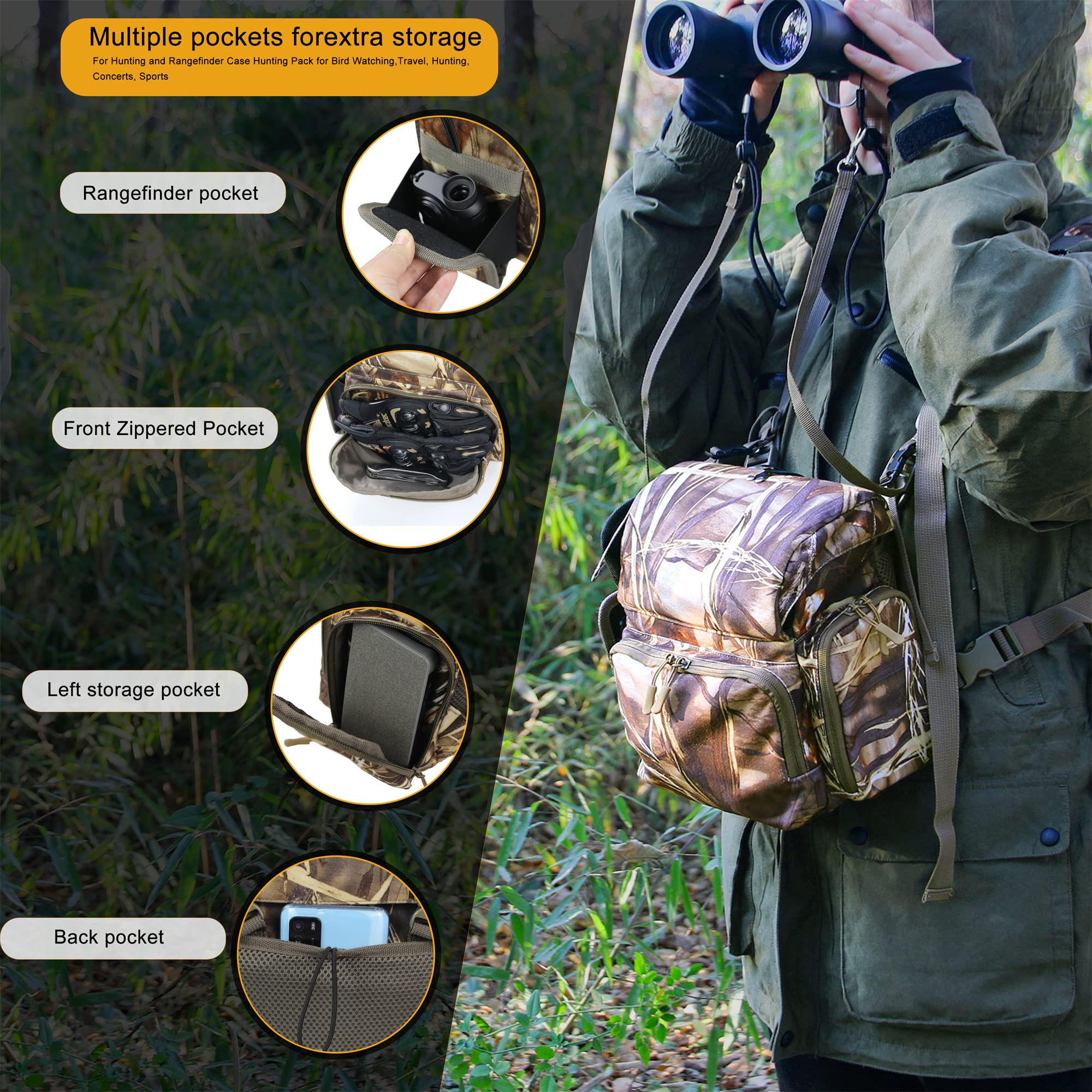 Mdstop Binocular Harness Chest Pack, Bino Case With Rangefinder Pouch, Bino Harness, Binocular Chest Pack, Chest Pack For Hunting, Binocular Harness For Bird Watching, Hunting, Hiking, Shooting