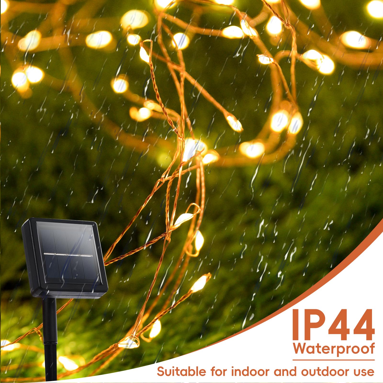 Dailyart Solar Lights Outdoor Waterproof 120 Led Solar Fairy Lights With 8 Lighting Modes 11.5Ft Firecracker Solar String Light For Outside Patio Balcony Garden Wedding Christmas Decor (Warm White)