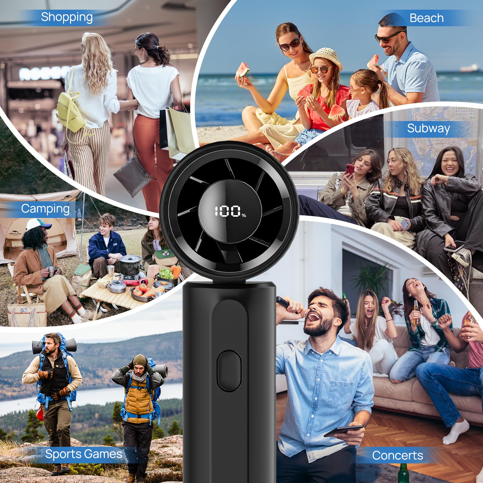 Portable Handheld Turbo Fan, Mini Personal Fan 18000Rpm Speed(1-100) Adjustable, 3-In-1 Rechargeable