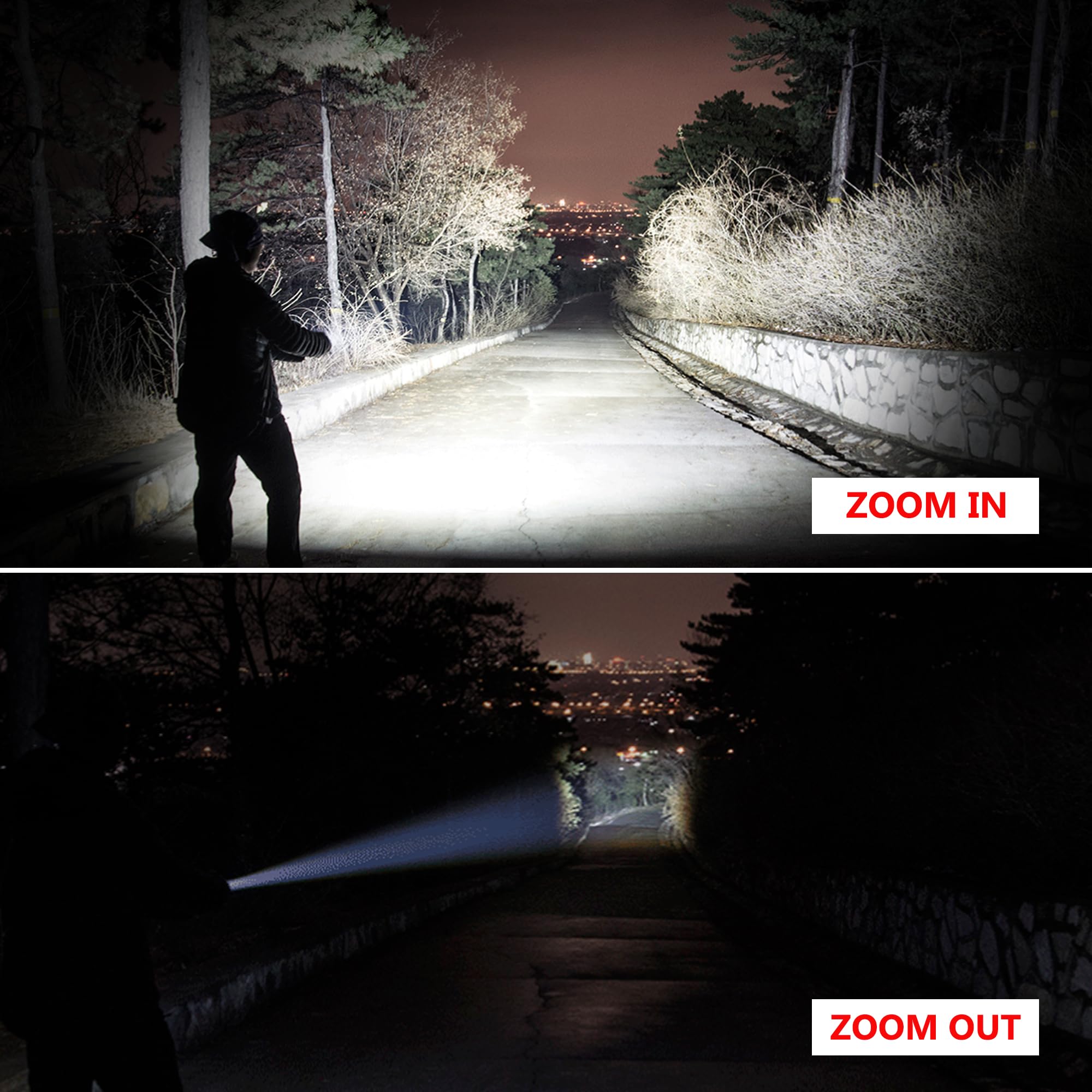 Hisonde 2000 Lumens Led Flashlight - Aa Battery Powered, 3 Modes, Zoomable Focus, Water Resistant - Perfect For Camping, Hiking, Emergency (Battery Not Included)