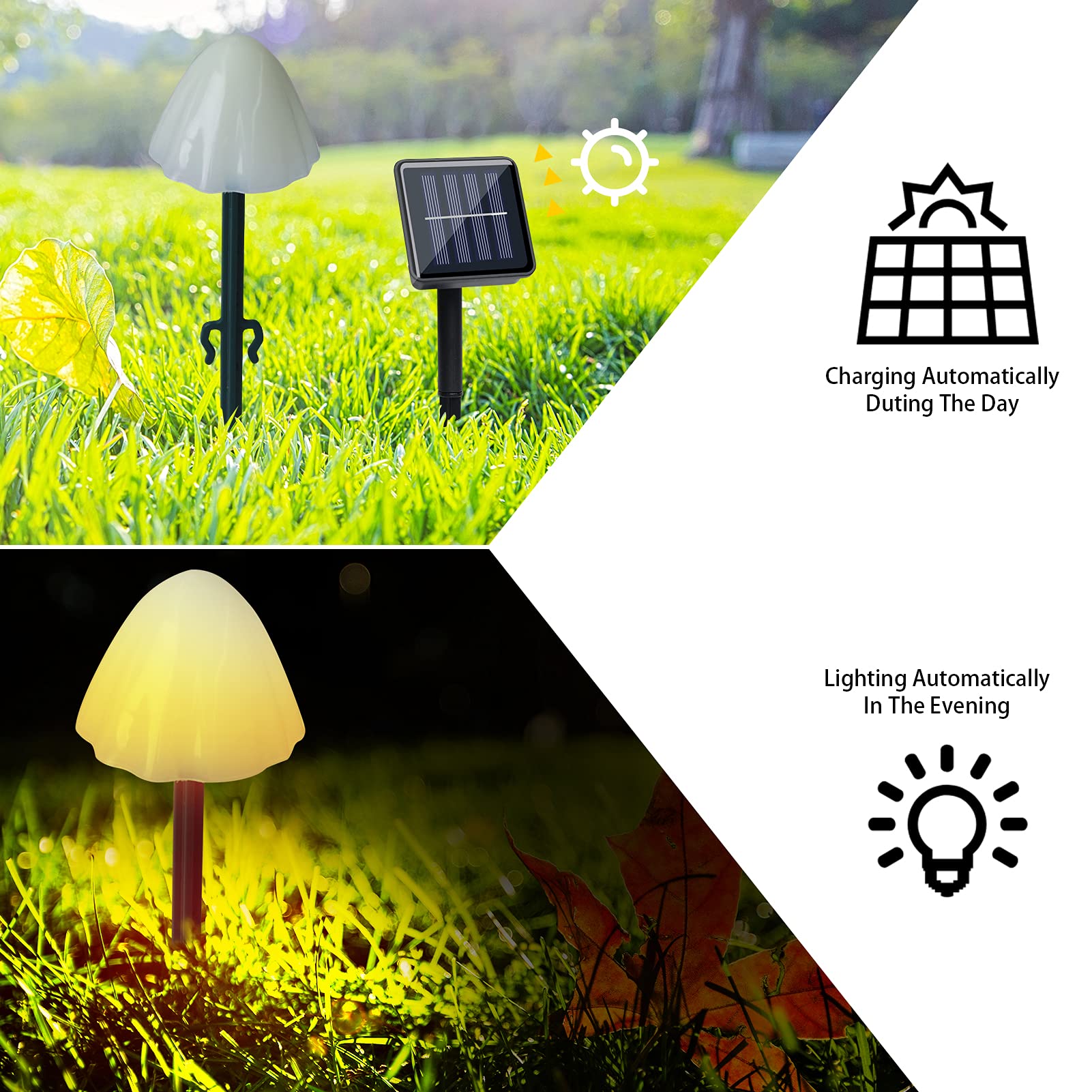 Dejavu Lighting Outdoor Solar Garden Lights, Set Of 30Pcs Warm White 8 Modes 38.5 Ft Mini Mushroom Solar Lights, Waterproof Cute Mushroom Shaped Pathway Landscape Lights For Garden,Backyard, Lawn, Party, Christmas…