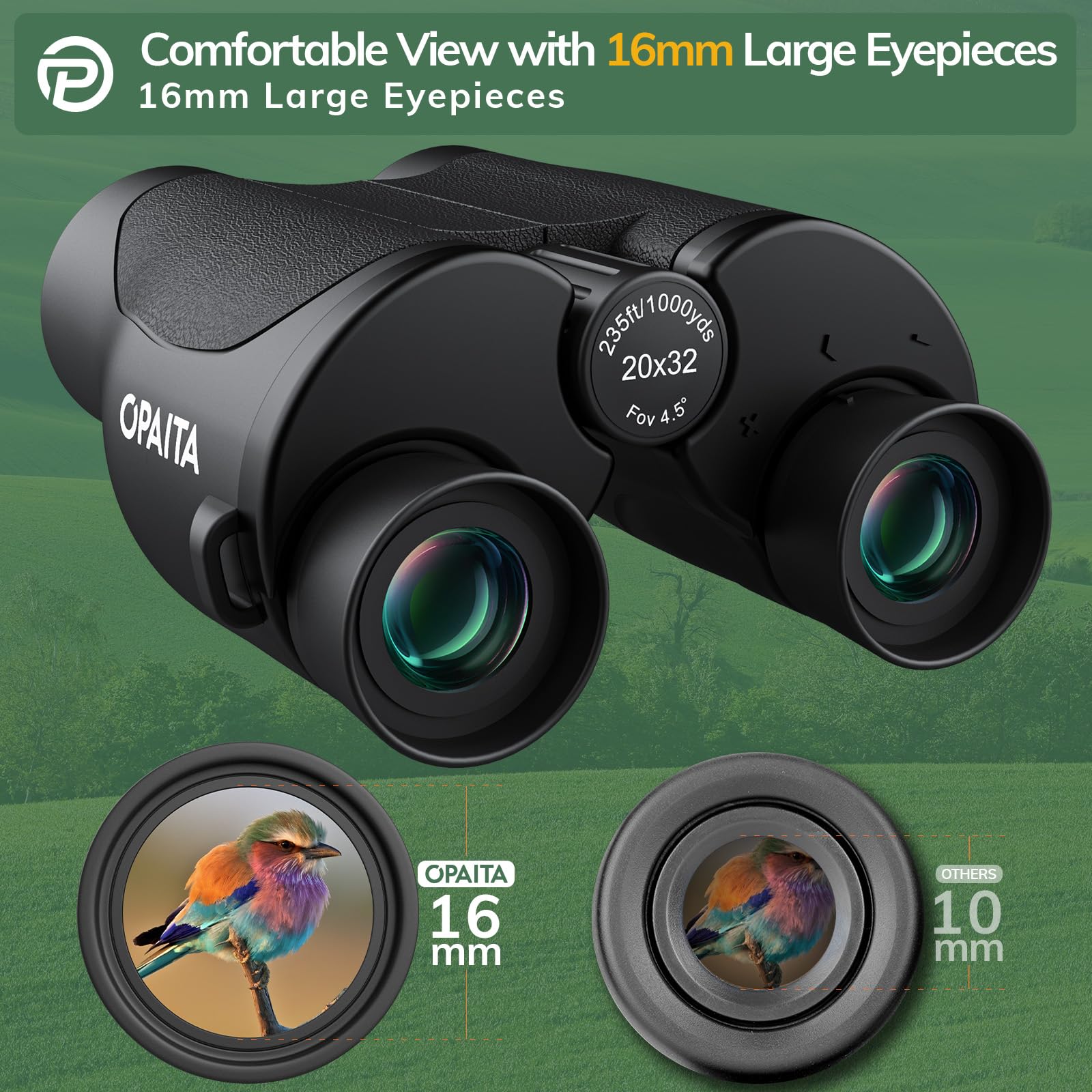 Opaita Compact Binoculars For Adults High Powered - 20X32 Small Binoculars For Adults Kids With Low Light Vision For Hunting Cruise Ship Travel Concert Hiking