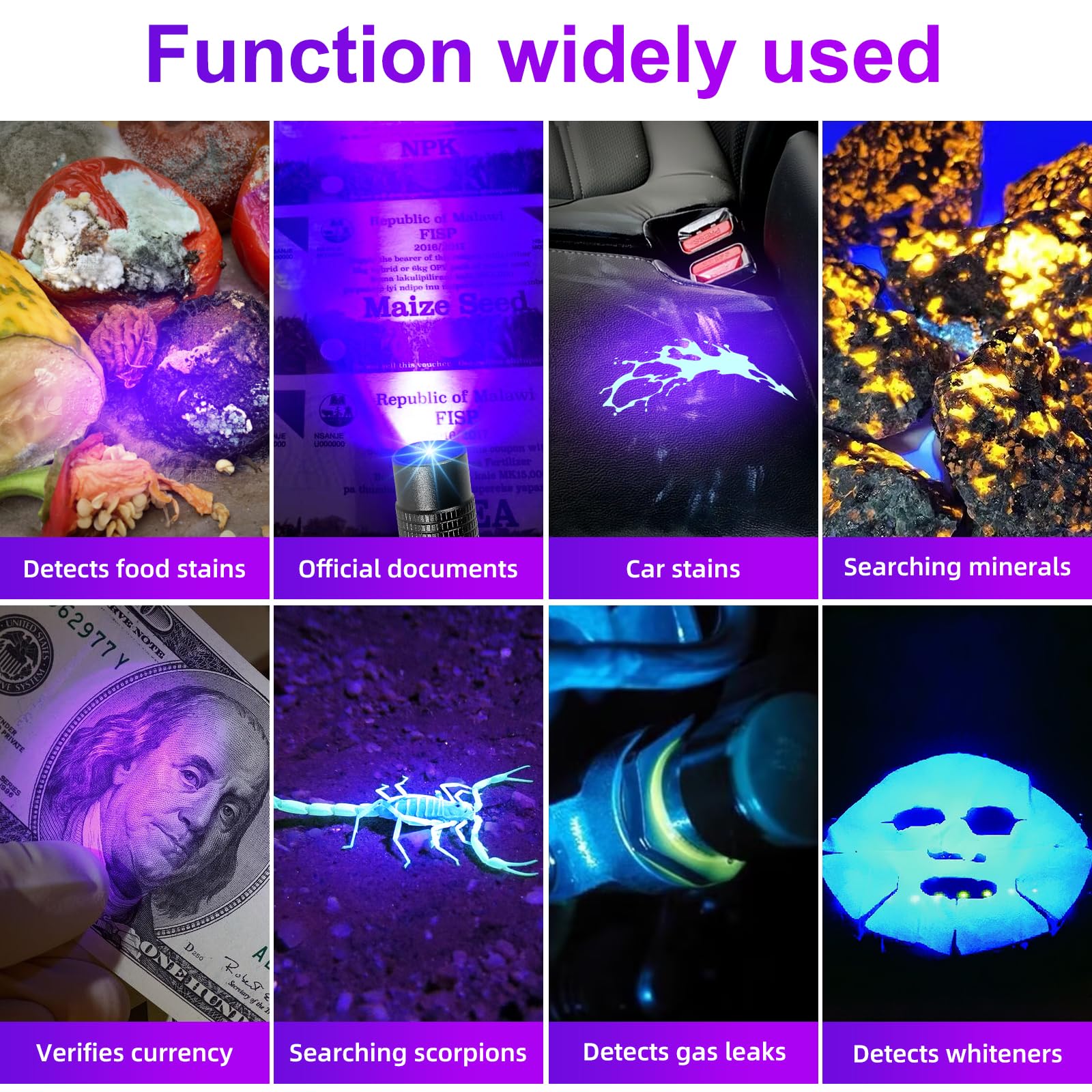 Grace Marci Uv Flashlight 2 Pack, 100 Led 395Nm Black Light And 3W Mini 365Nm Uv Pen Flashlight, Pet Urine Detector For Dog/Cat Urine, Dry Stain, Bed Bug, Scorpion (Battery Include) (100 Led/3W Pen Flashlight)