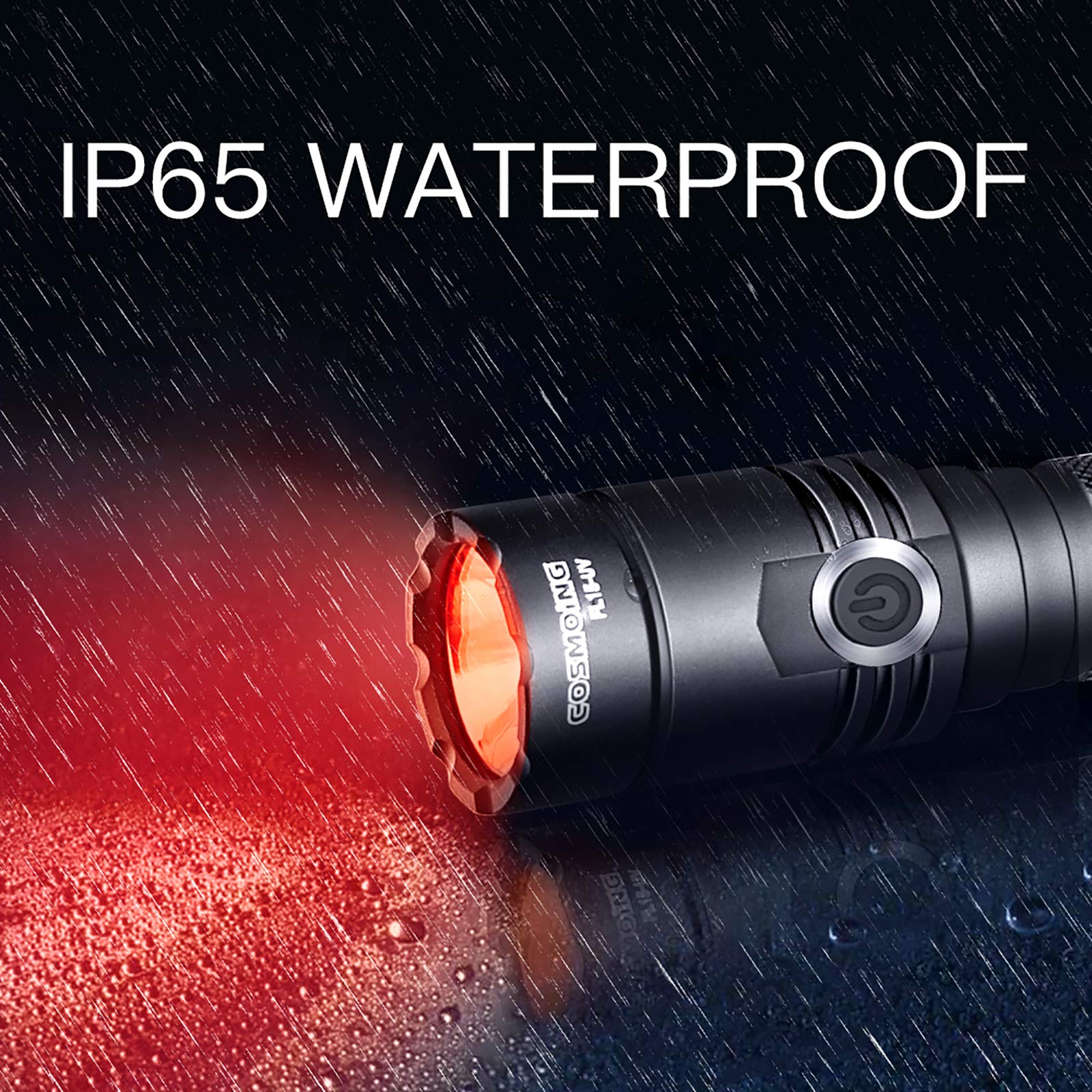 Cosmoing High Power Red Led Flashlight Rechargeable, 300 Yards Red Flashlight Ip65 Waterproof Red Light Torch For Night Observation, Camping