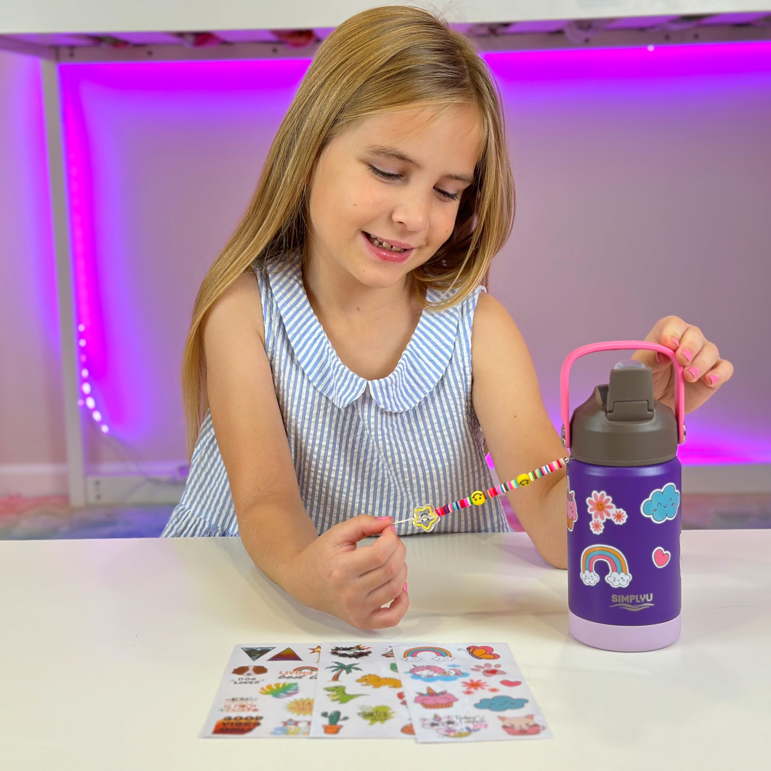 Diy Water Bottle Decorating Kit For Kids – 12Oz Personalized Stainless Steel Tumbler With Stickers