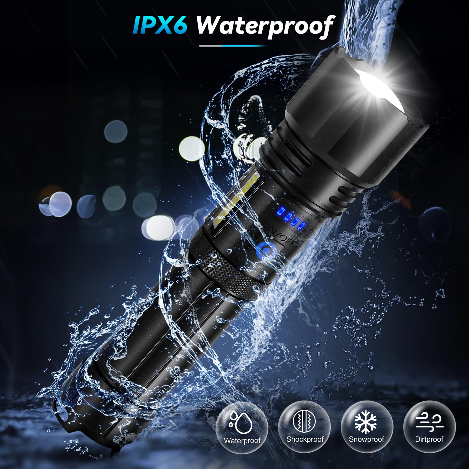 Sigoobal Rechargeable Flashlight, 2 Pack 900000 High Lumens Super Bright Flash Light, 7 Modes With Cob Work Light, Ipx6 Waterproof, Powerful Handheld Led Flashlights For Camping, Hiking