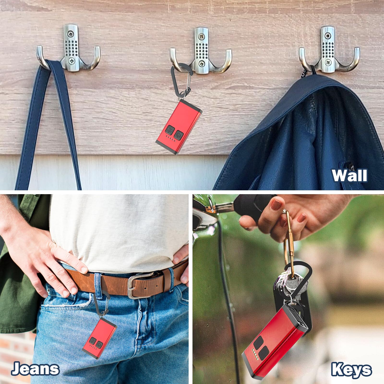 Weneasker Keychain Flashlight, Dual Mode, Dual Switch, Tpye-C Charging, Compact Pocket Flashlight, Edc Flashlight Suitable For Emergency, Cat Play (Red)