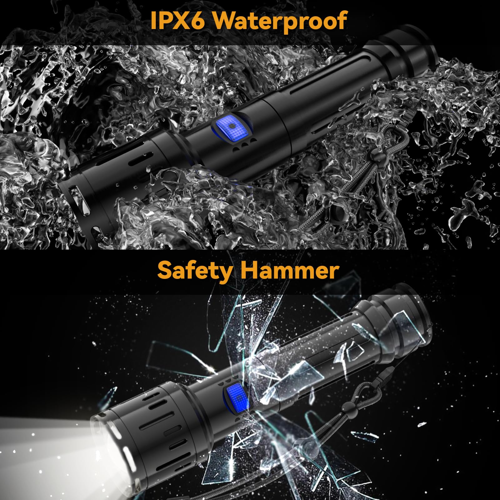 Topvelo Super Bright Flashlight 2 Packs, High Lumens Rechargeable Flashlight With 5 Light Modes And Supports Cell Phone Charging