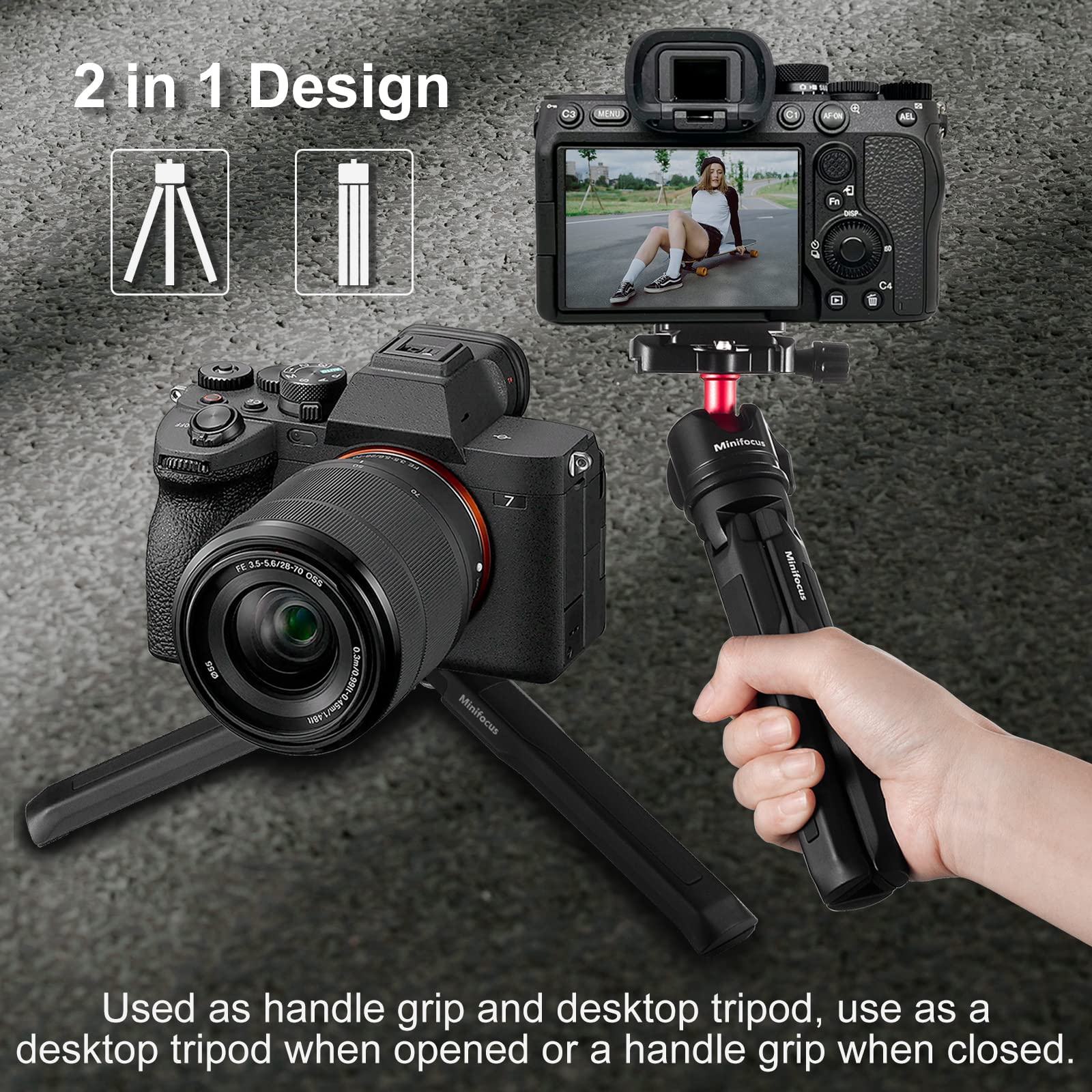 Minifocus 2 Section Tripod Extension & Compact Camera Tripod