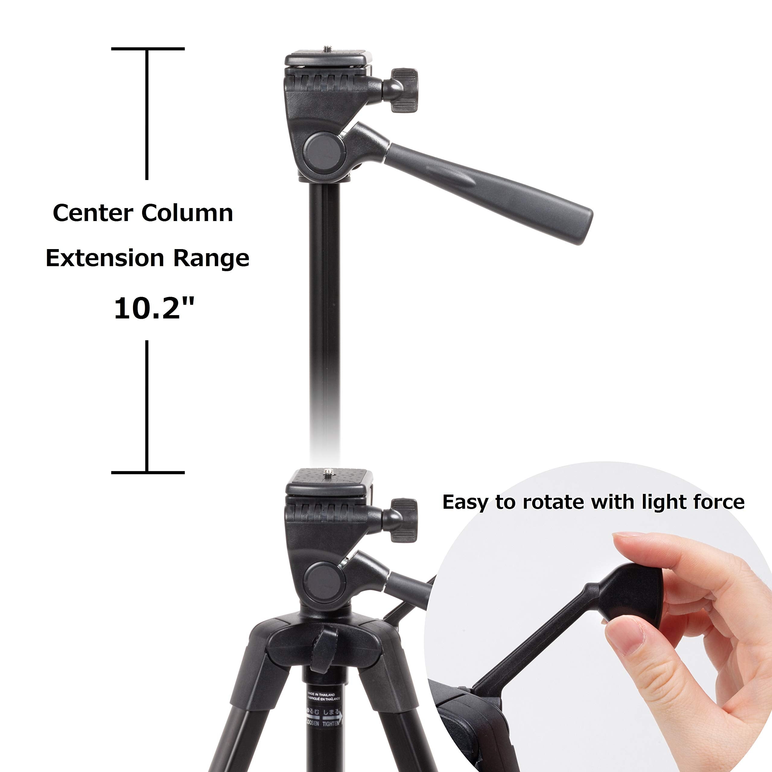 Slik U884 4-Stage Compact Lightweight Folding Aluminum Travel Portable Dslr/Slr Video/Camera Tripod With 3-Way Pan Head For Canon Nikon Sony Cameras With Carry Case - Black (612-687)