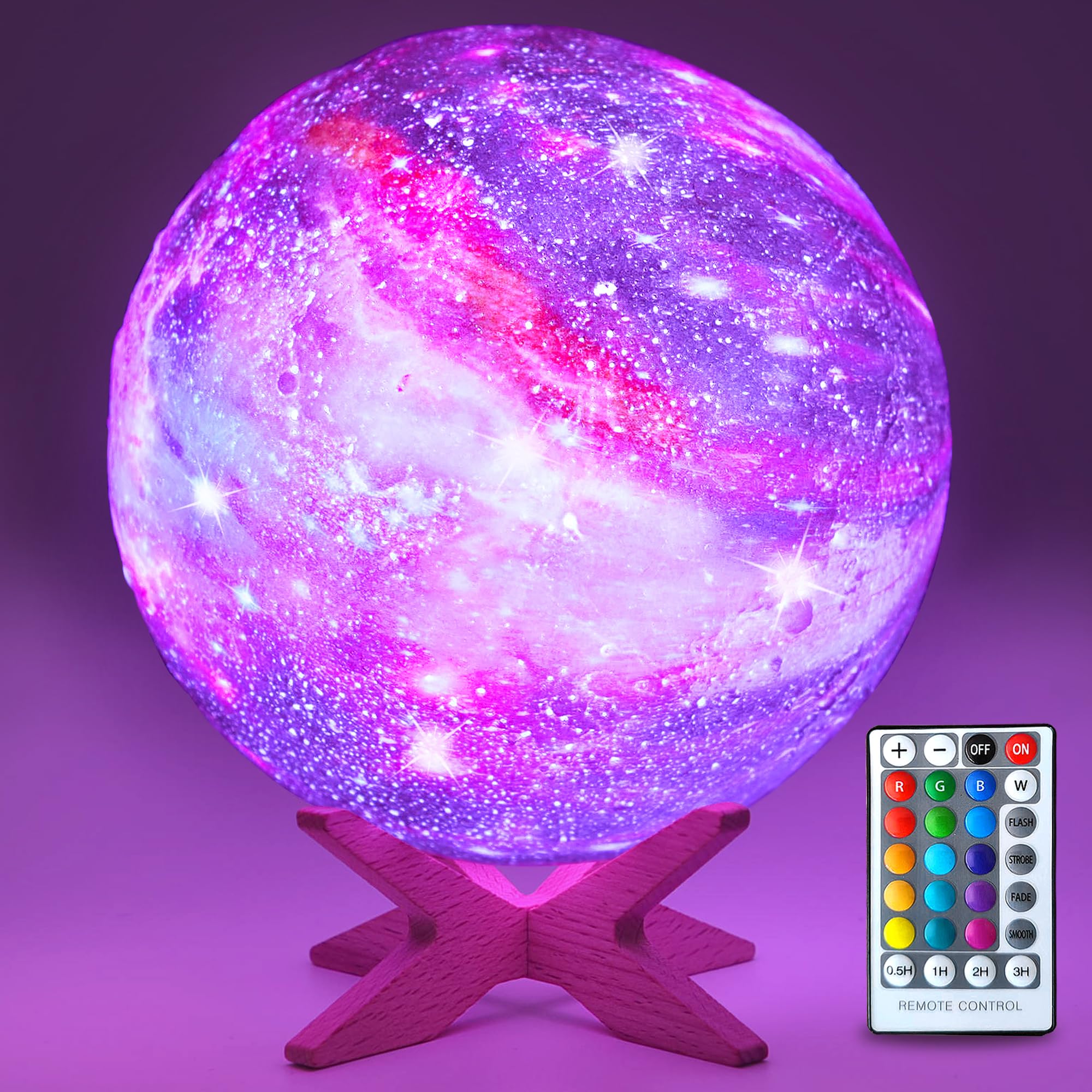 Hyodream 5.9 Inch Moon Lamp Kids Night Light Galaxy Lamp Rechargeable Battery Touch & Remote Control 16 Colors Led Moon Light As Birthday  For Boys/Girls/Kids