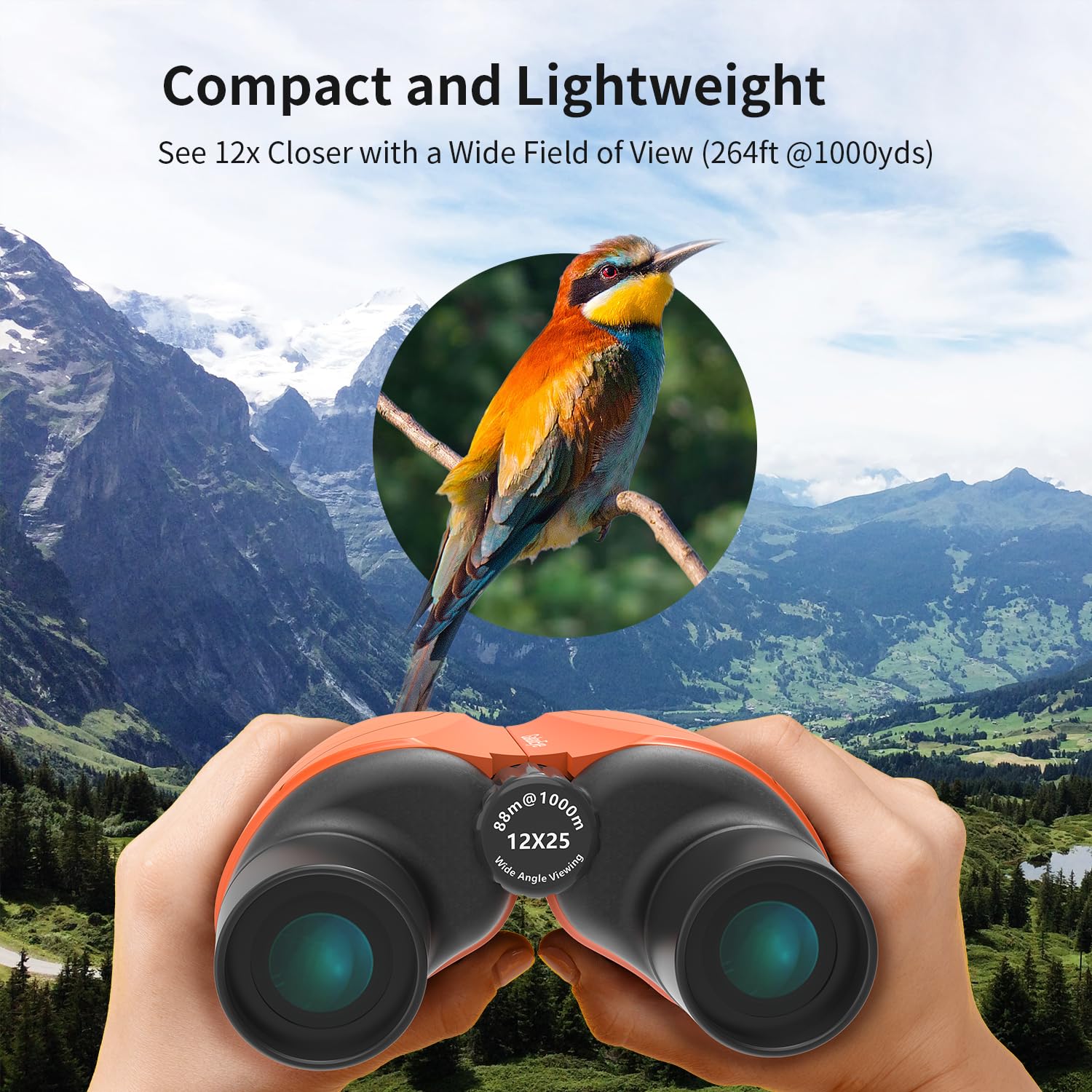 Galaxeye Binoculars For Adults And Kids 12X25 Compact Binoculars Featuring High Definition Large Field Of View And Easy Focus Ideal For Hunting Bird Watching Stargazing Travel And Cruise