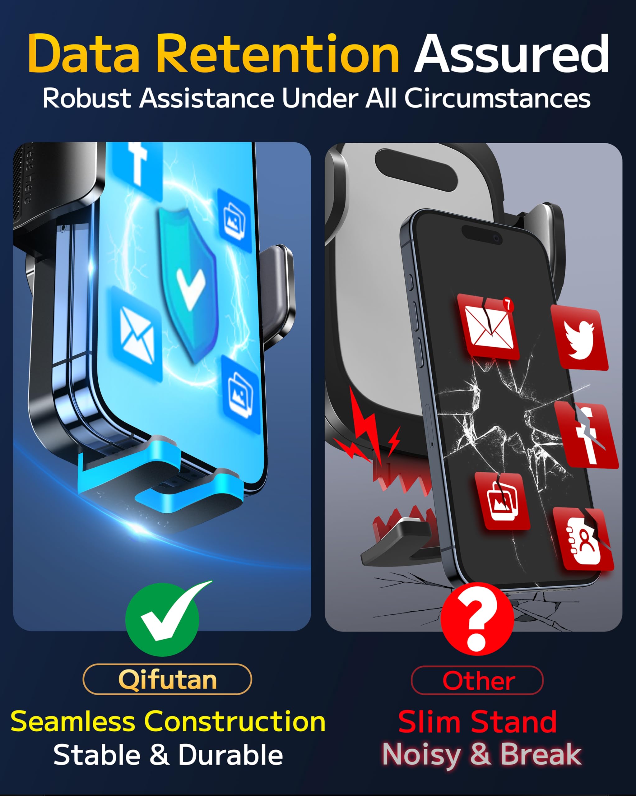 Qifutan Dash Mounted Holders Phone Holders For Your Car Phone Mount For Car Windshield Dashboard Air Vent Universal Hands  Automobile Cell Phone Holder Fit For Iphone Smartphone