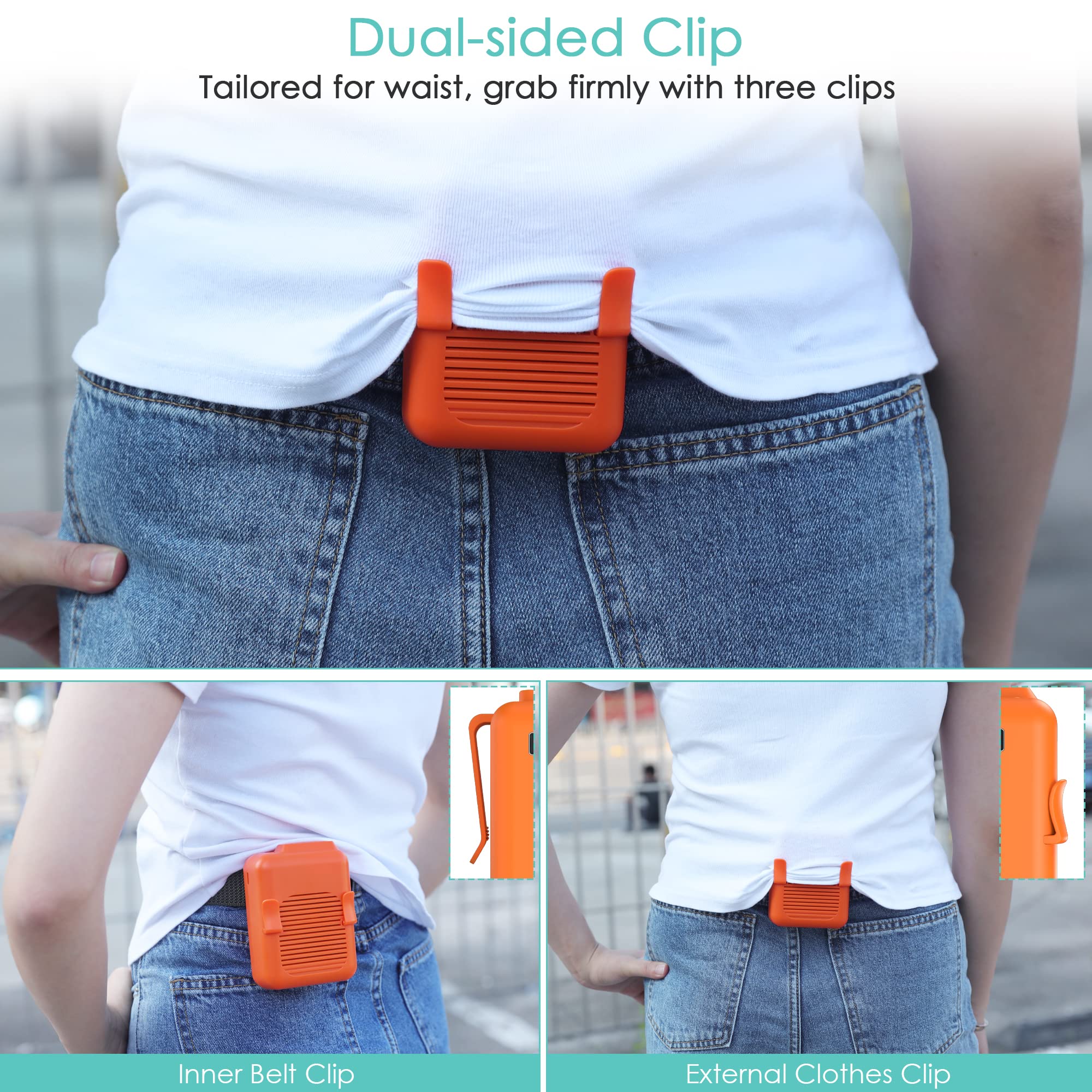 Comlife Portable Mini Waist Fan, 6000Mah Battery Powered Hands-Free Wearable Fan With Max 23H