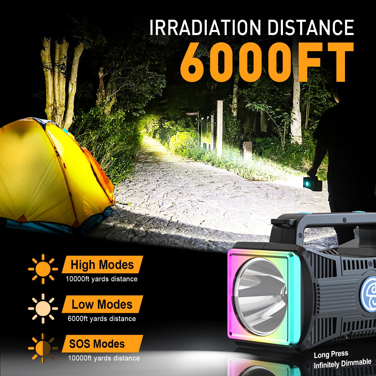 Lihtpo Rechargeable Flashlight, Led Spotlight Flashlight 15000 Capacity Extra Large Lumens Ultra-Long Standby Uv Flashlight Blacklight Waterproof With Usb Output As A Power Bank