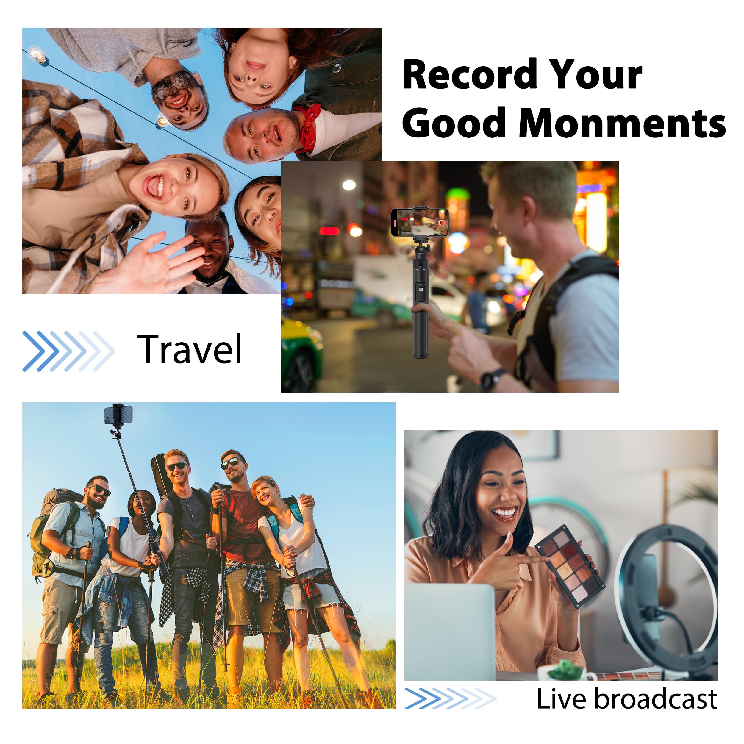 Bluehorn Extendable 62 Inches Aluminum Alloy Selfie Stick Phone Tripod Stand Model With Wireless Remote Shutter Compatible With All Cell Phones/Live Stream/Vlog/Iphone 16/15/14/13/Android