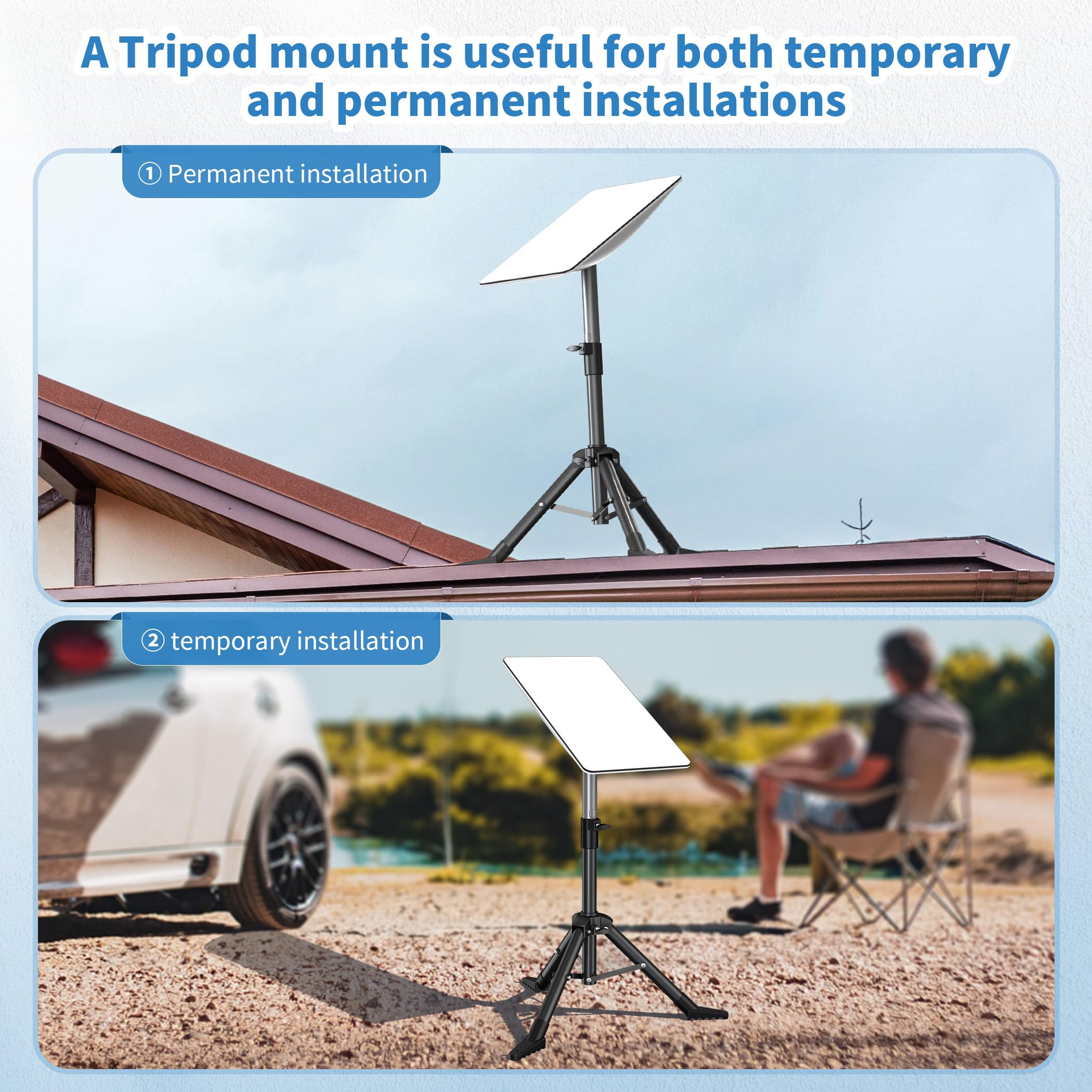 Lucmo Starlink Tripod Mount For Starlink V2 / V1 Rectangular, Outdoor Portable Starlink Mounting Kit, Tripod Stand