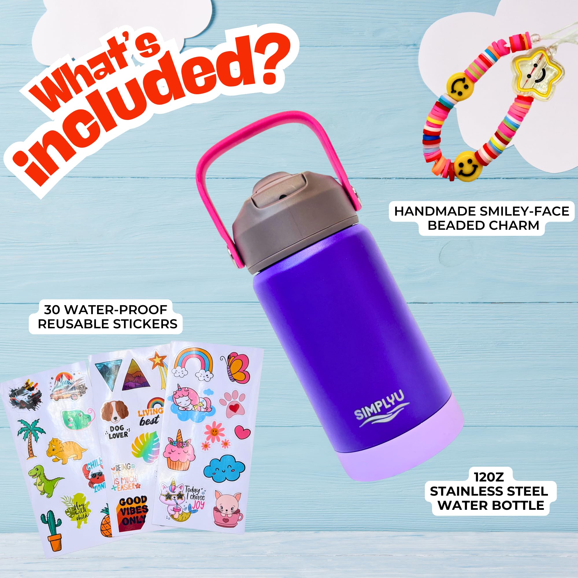 Diy Water Bottle Decorating Kit For Kids – 12Oz Personalized Stainless Steel Tumbler With Stickers