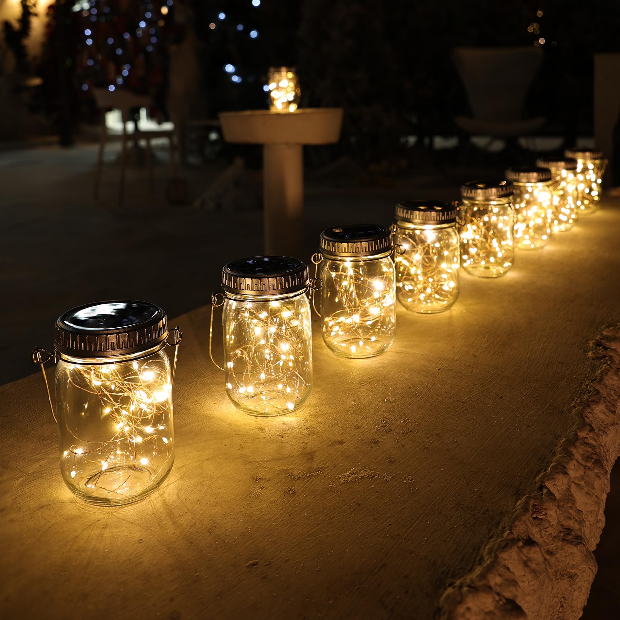 Cooo Solar Mason Jar Lid With 30 Led Firefly Light – 215% Larger Solar Panel, Waterproof Anti-Rust Cover, Fits Standard Mouth (Jar&Handle Not Included), For Patio Garden Lanterns