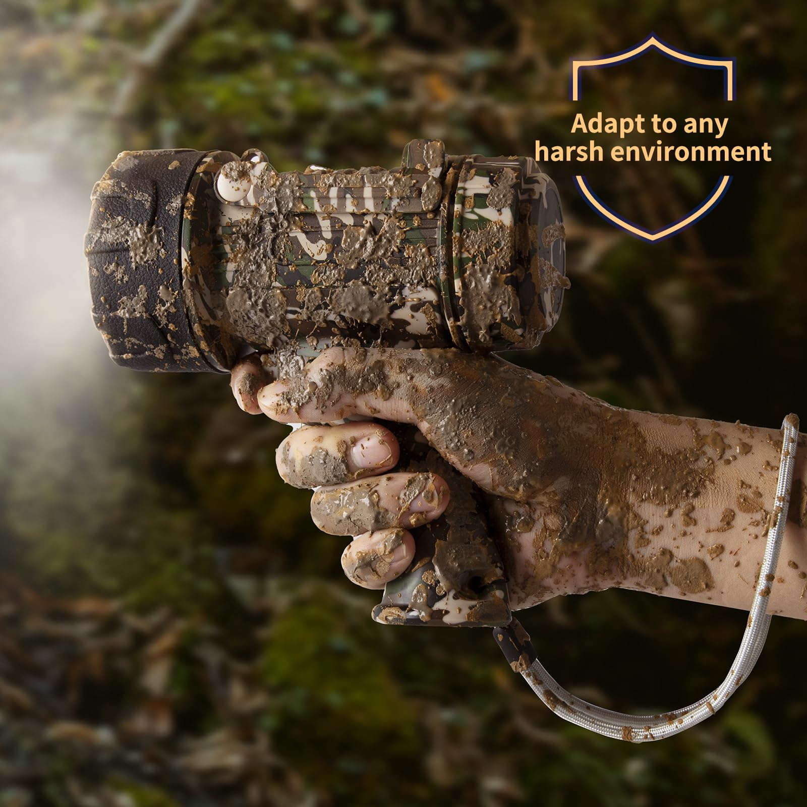Buysight Rechargeable Spotlight Flashlight, Hand Held Spotlight 2000 Lumens Waterproof Flashlight Hunting Lamp With Red Filter（ Camouflage Green Mini