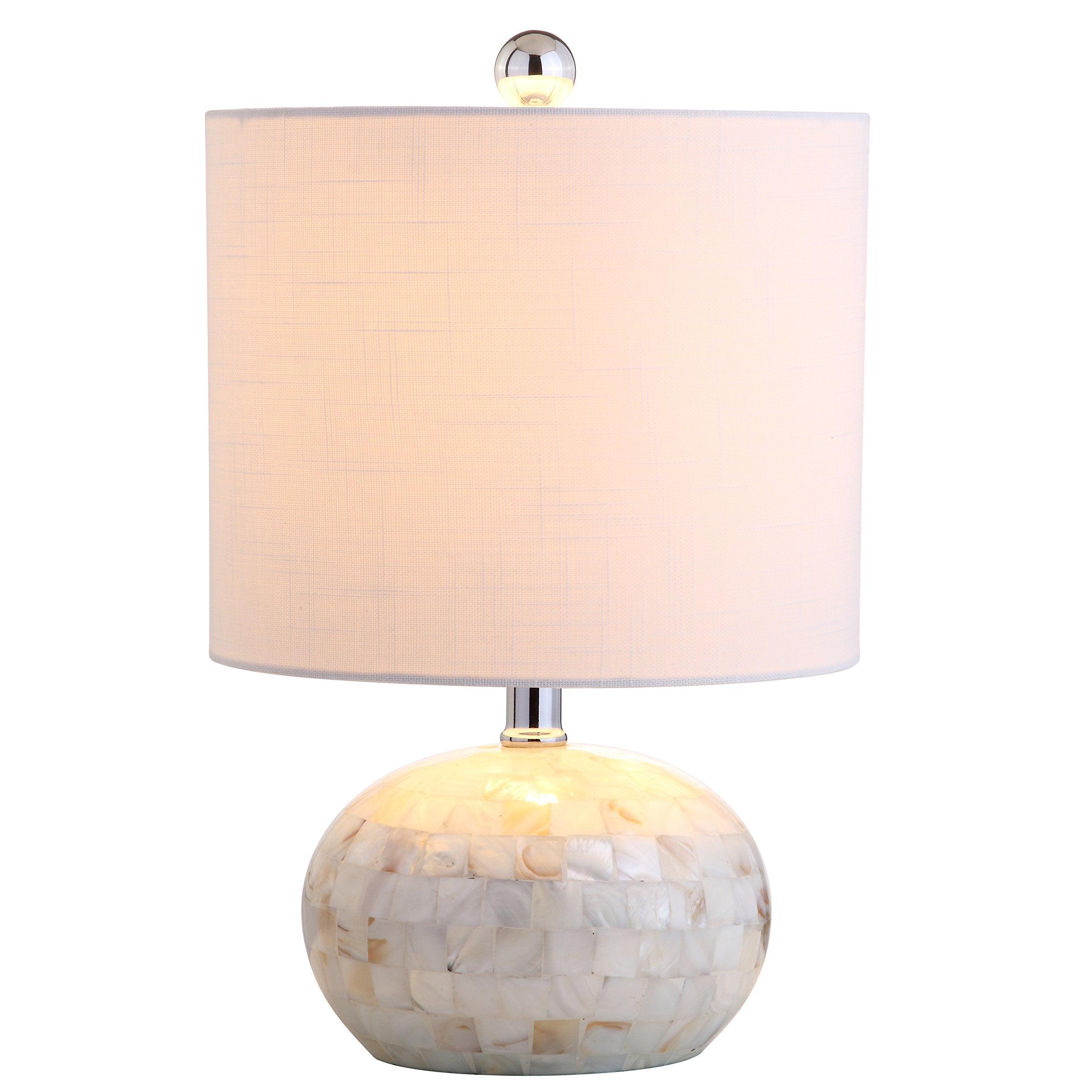 Jonathan Y Jyl1022A Wilson 16" Seashell Led Table Lamp Coastal Cottage Bedside Desk Nightstand Lamp For Bedroom Living Room Office College Bookcase Led Bulb Included, White