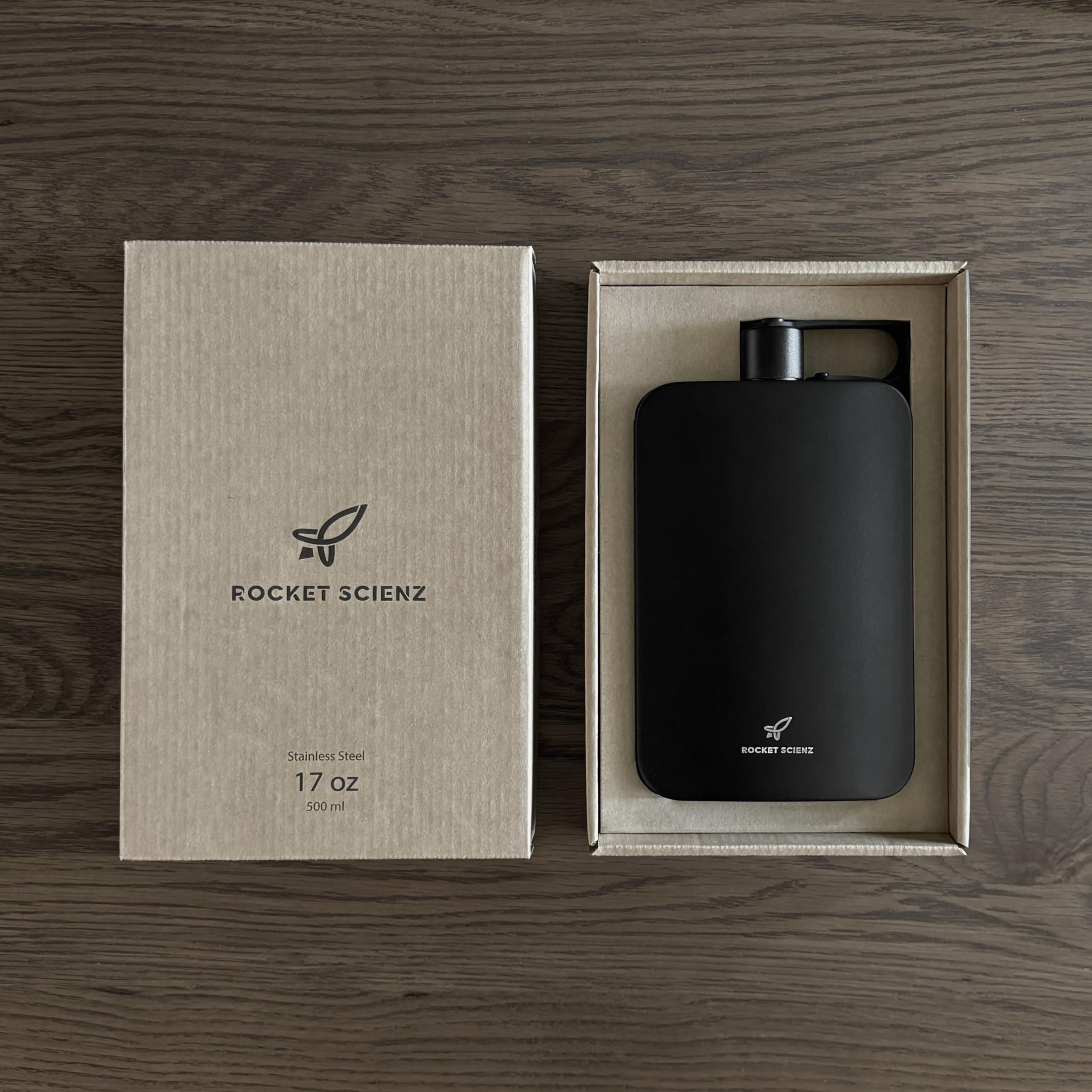 Flat Water Bottle  Stainless Steel 17Oz Flask  Minimalistic Design For Easy Portability