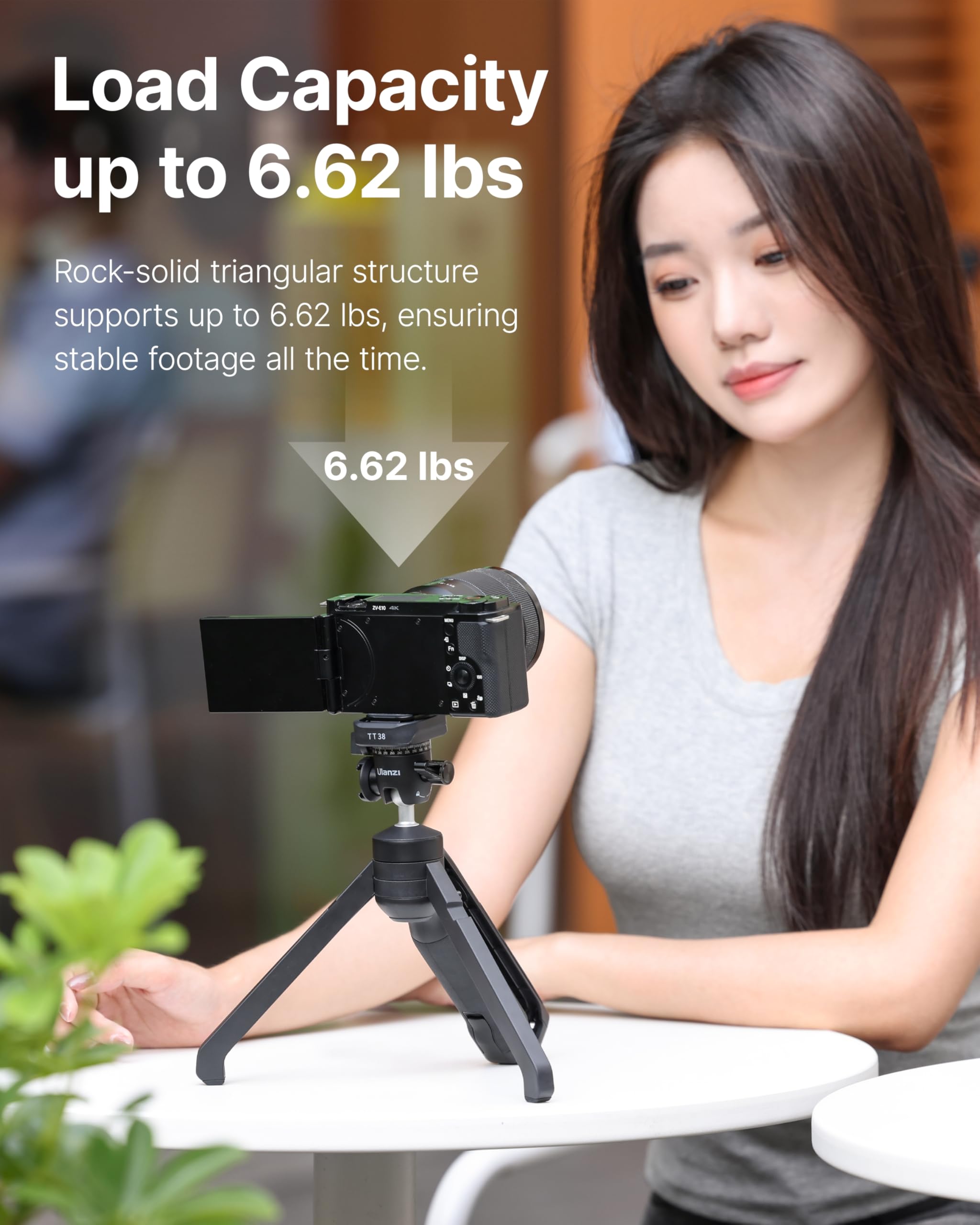 Ulanzi Tt38 Mini Tripod For Camera, One-Click Open Tabletop Camera Tripod Stand, Compatible With Canon Sony Nikon Fujifilm, Black