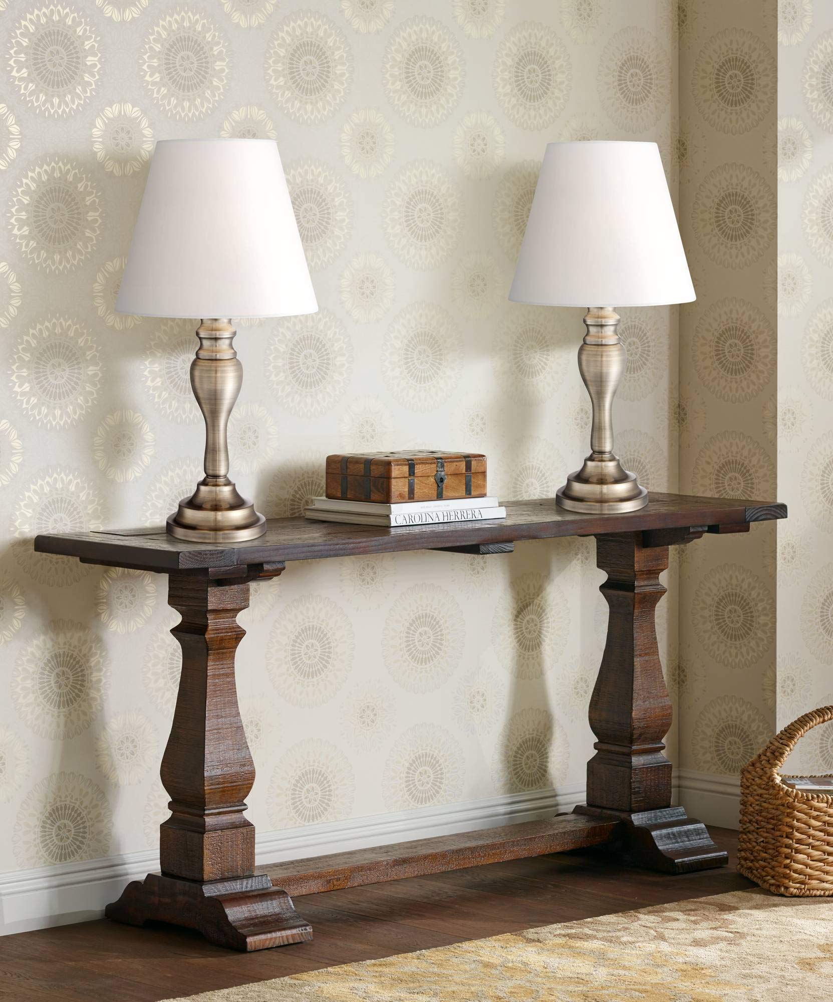 Regency Hill Thom Traditional Candlestick Accent Table Lamp 19 1/4" High Brass Gold Metal White Bell Shade Touch On Off For Living Room Bedroom House Bedside Nightstand Home Office Family
