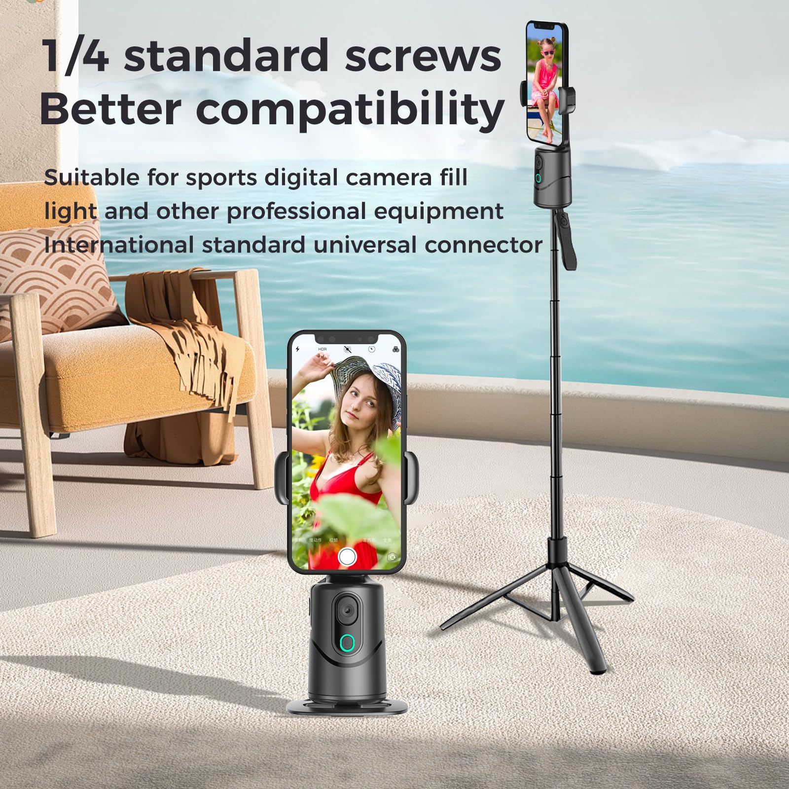 Syhsdzg Auto Face Tracking Phone Holder,No App Required,360° Rotation Phone Camera Stand With Remote And Gesture Control, Smart Shooting Tripod For Vlog/Tik Tok Live Streaming Youtube Video Recording