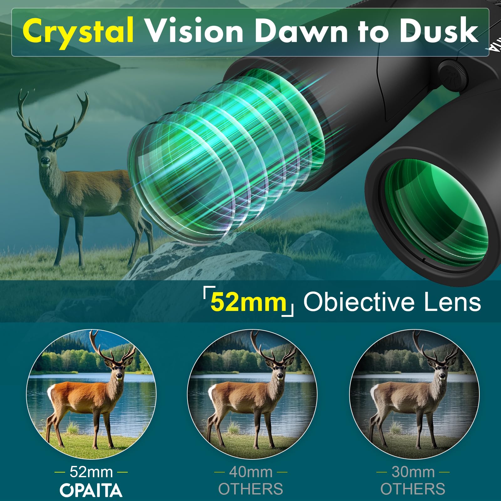 Opaita 15X52 Binoculars For Adults High Powered - Bird Watching Binoculars Lightweight With Hd Large Range View Powerful For Hunting Traveling Stargazing Cruise Trip Sports