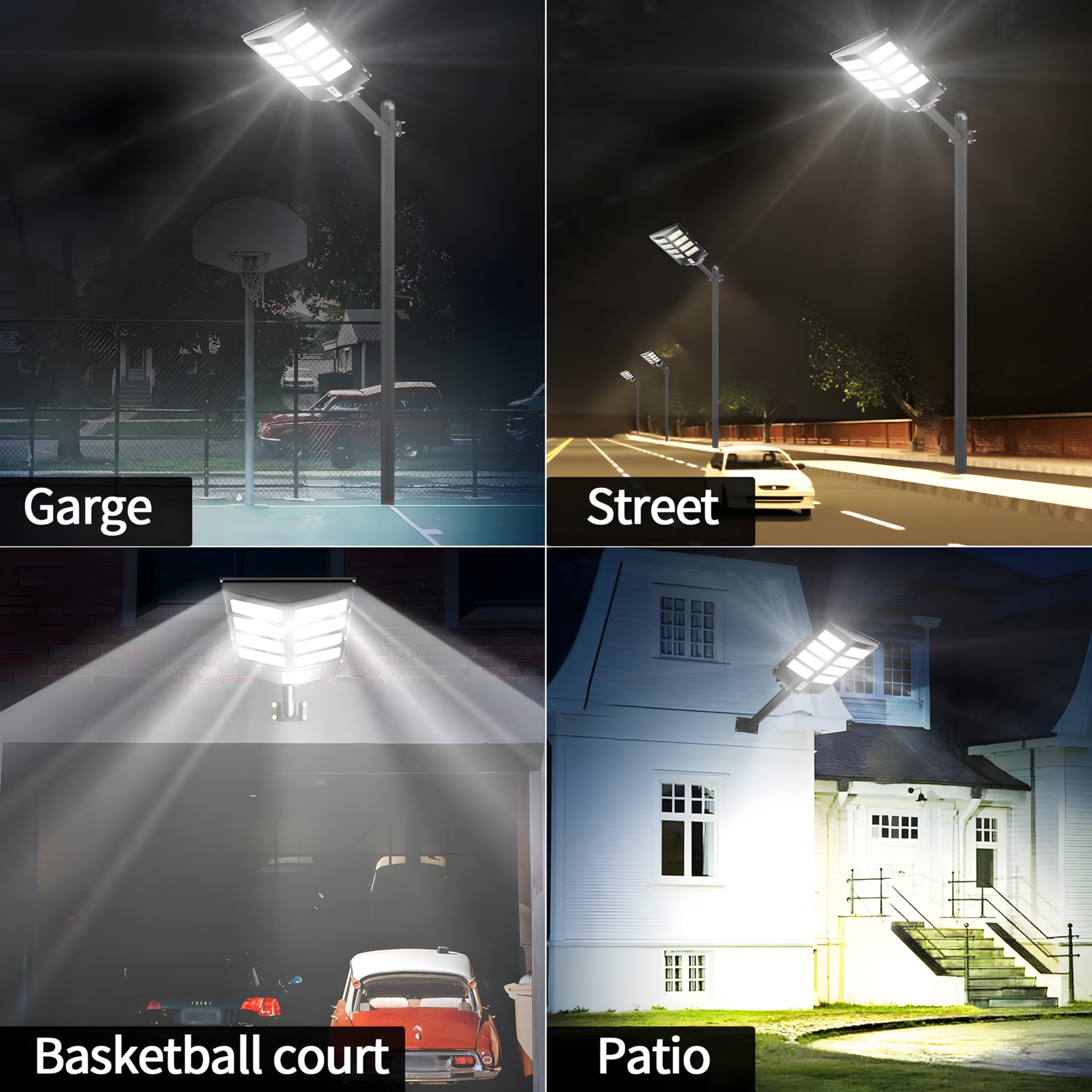 Dubom 1000-3000W Solar Street Light Outdoor, 6500K Commercial Parking Lot Lamp Dusk To Dawn, Waterproof Remote Control Solar Security Flood Light, Motion Sensor, Court Road,Path,Piazz,Driveway (1A-2000W)
