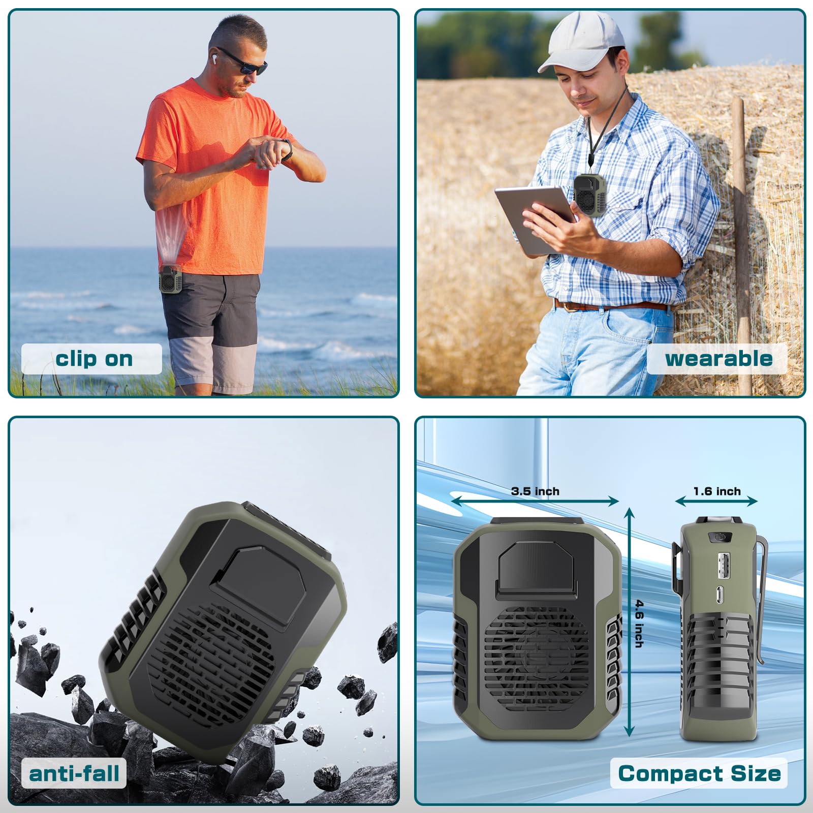 Portable Waist Fan Rechargeable, Portable Wearable Fan Hand 6000Mah With 24H Of Working Time