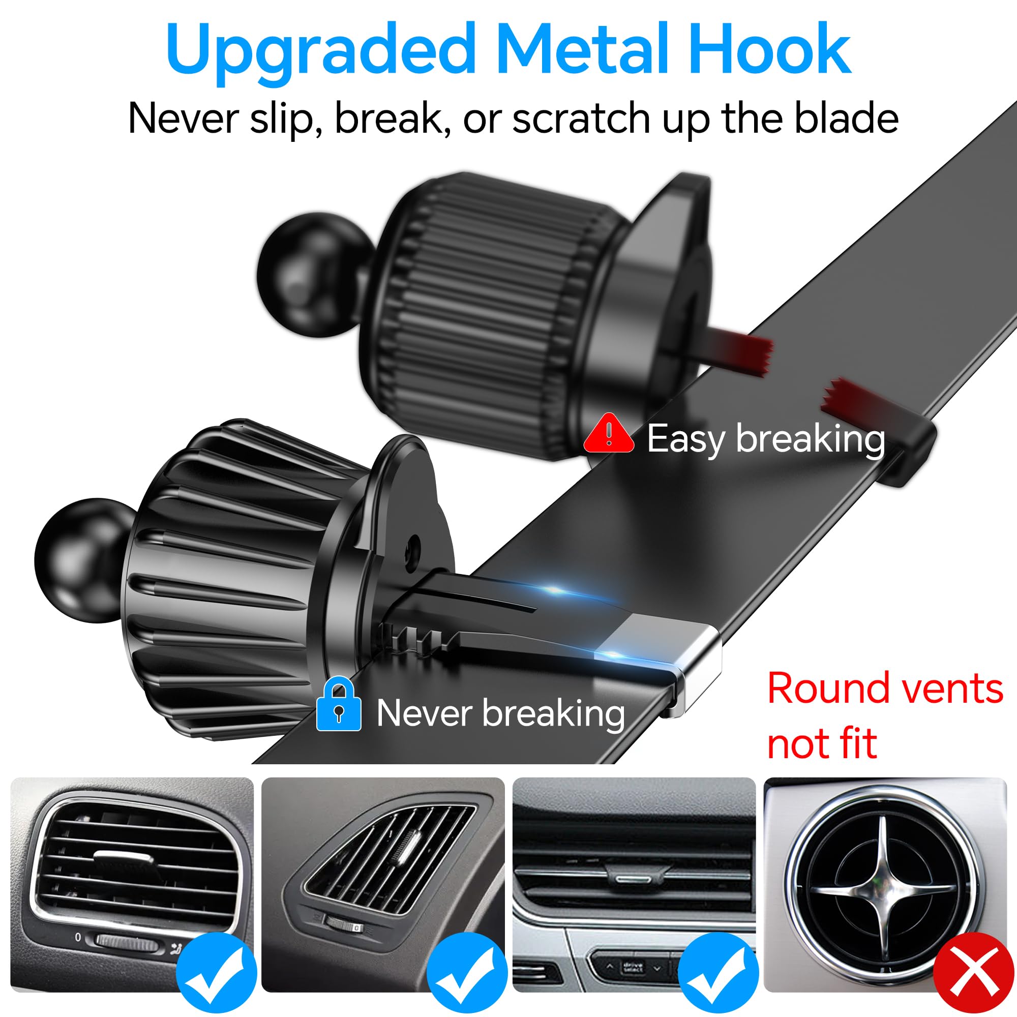Kaistyle Magnetic Phone Holder For Car【Super Magnets】 Iphone Magnetic Car Mount For Cell Phone【Dash+Vent】 Dash Mounted Holders For Your Car Magnetic Phone Mount Holder For All Smartphones & Tablet