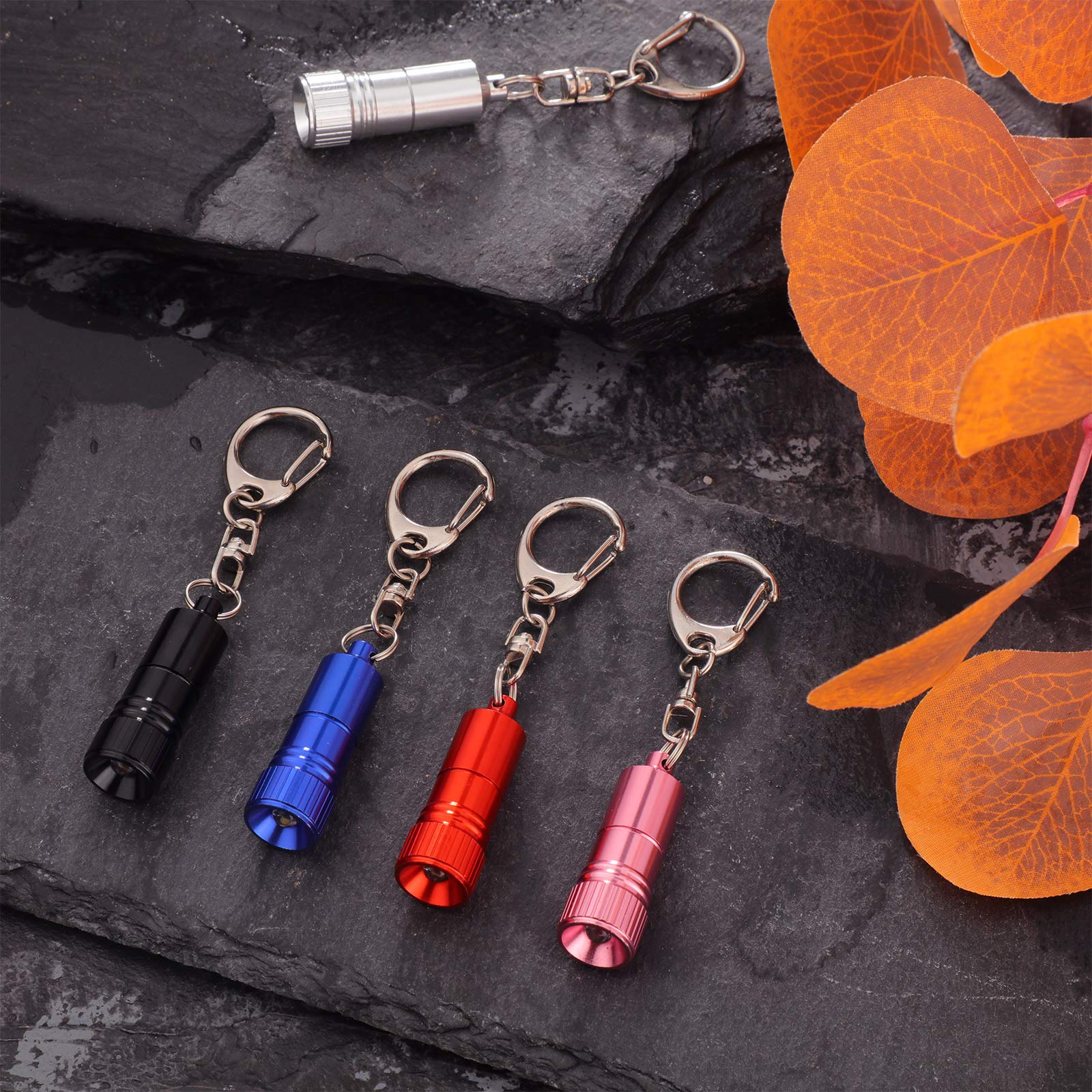 Mudder 10 Pieces Small Led Flashlight Keychain Bright Flashlight Keychain Ring Portable Torch With Hook For Camping, Battery Included