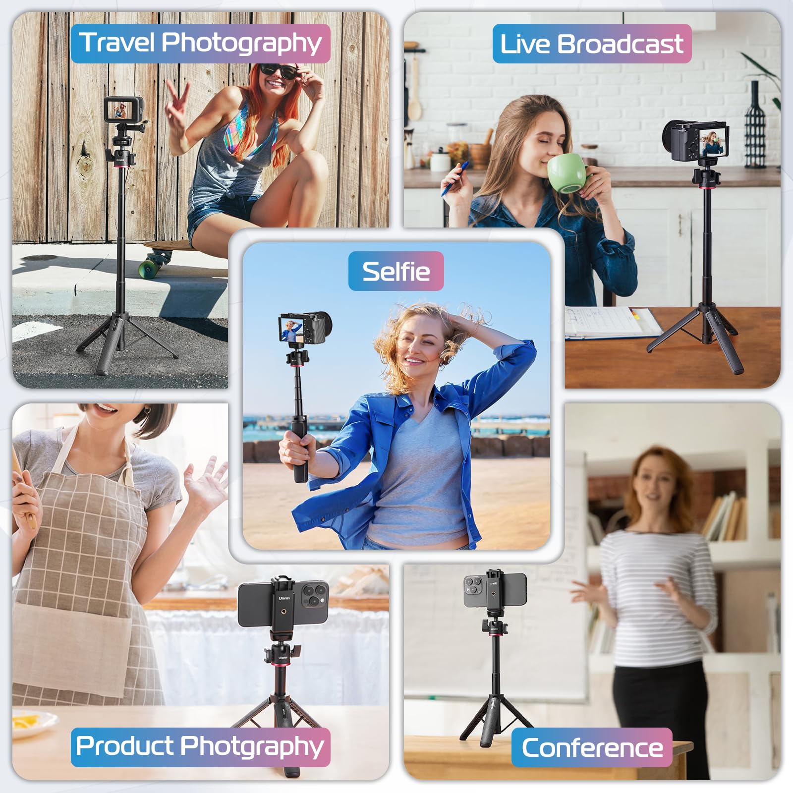 Ulanzi Mt-73 Extension Pole Tripod, Mini Selfie Stick Tripod Stand Handle Grip For Webcam Canon G7X Mark Iii Sony Zv-1 Rx100 Vii A6400 A6600 Cameras Vlogging