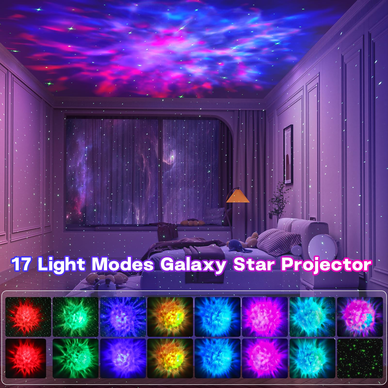 Proran Galaxy Star Projector With Timer Remote Control Night Light For Bedroom Kids Room Christmas Birthday  For Adults Teens