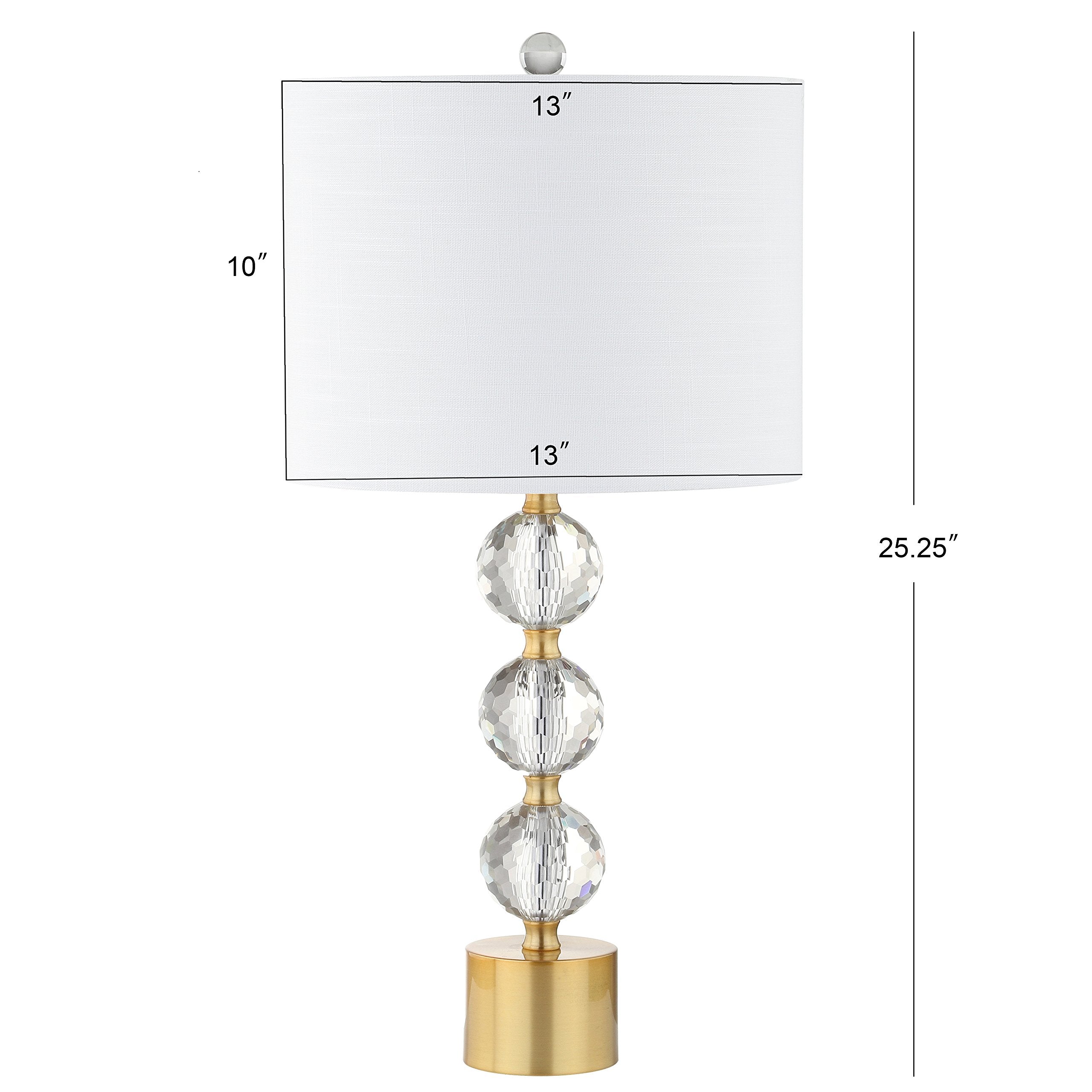Jonathan Y Jyl5017A Ashley 25.25" Crystal Led Table Lamp Glam Transitional Bedside Desk Nightstand Lamp For Bedroom Living Room Office College Bookcase Led Bulb Included, Clear/Brass Gold