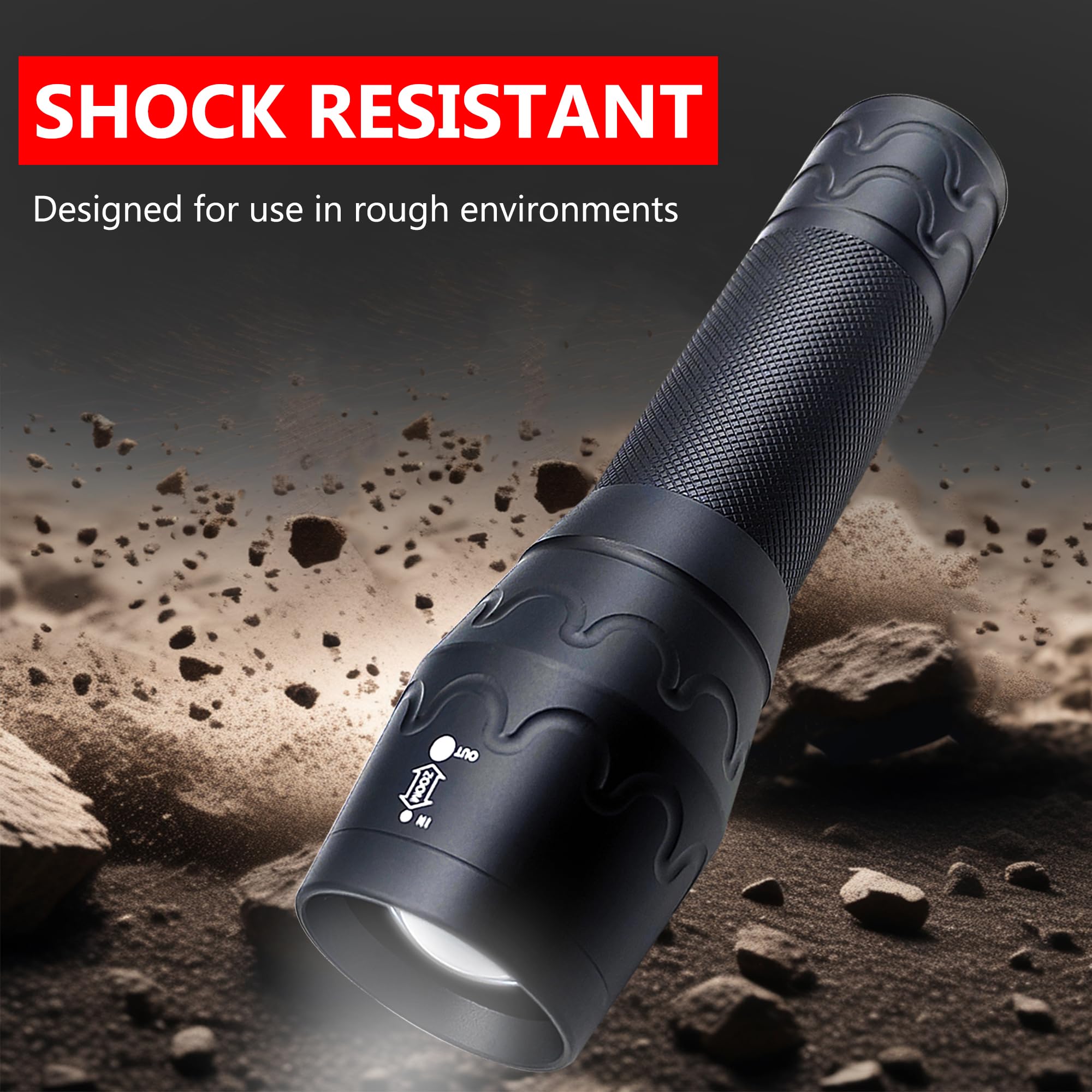Zyunmall Single Mode Flashlight, High Lumen Led Flashlights With Zoomable Beam, Compact Handheld Flash Light For Camping, Outdoor, And Home Use, 2-Pack