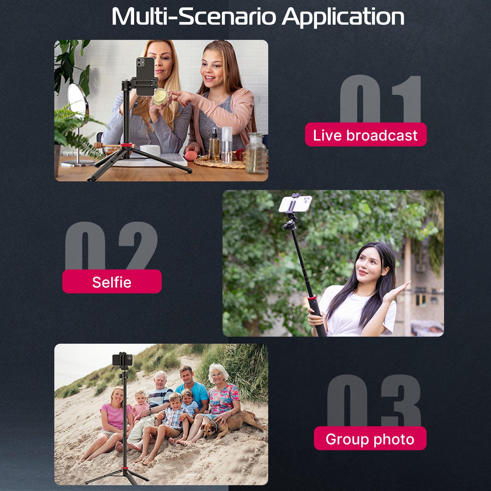 Ulanzi Mt-44 Extendable Phone Tripod, 59" Selfie Stick Vlog Stand With 2 In 1 Phone Clip, 360° Ball Head Camera-Tripod For Iphone Sony Canon Action Camera, Lightweight For Travel