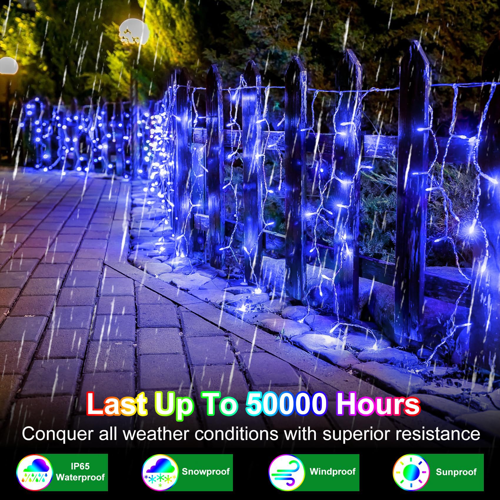 Wuxyiyang 792 Led Christma Lights With 176 Drops, 82Ft Outdoor Hanging Lights With 8 Modes & Timer Memory, Outsite Waterproof Curtain String Lights For Front House Fence Tree Holiday Decorations Decor Blue
