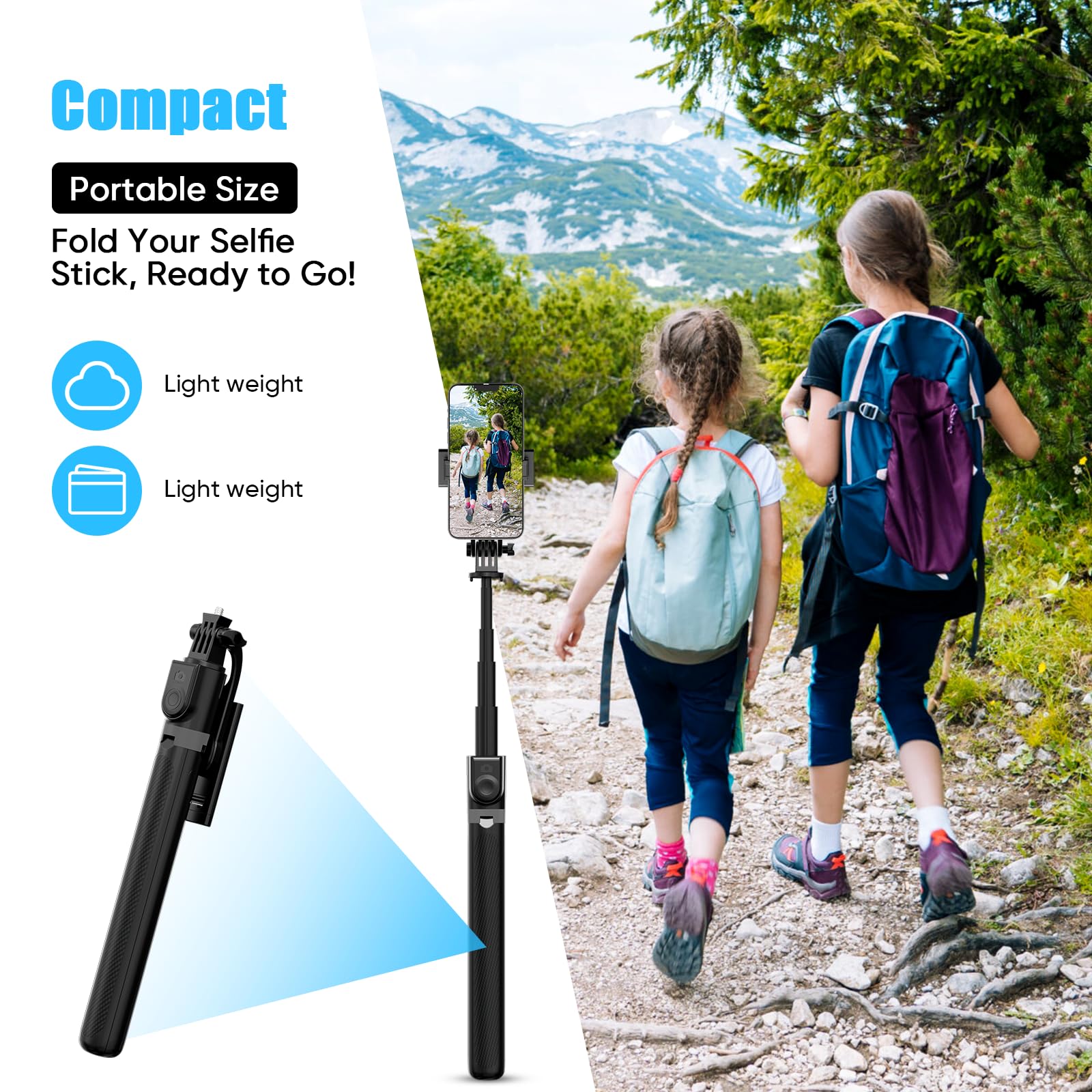 Rupital 71” Tall Selfie Stick Quadripod With Remote & 360° Ballhead, Aluminum Alloy Extendable Cell Phone Stand, Travel Phone Holder Compatible With Iphone/Gopro