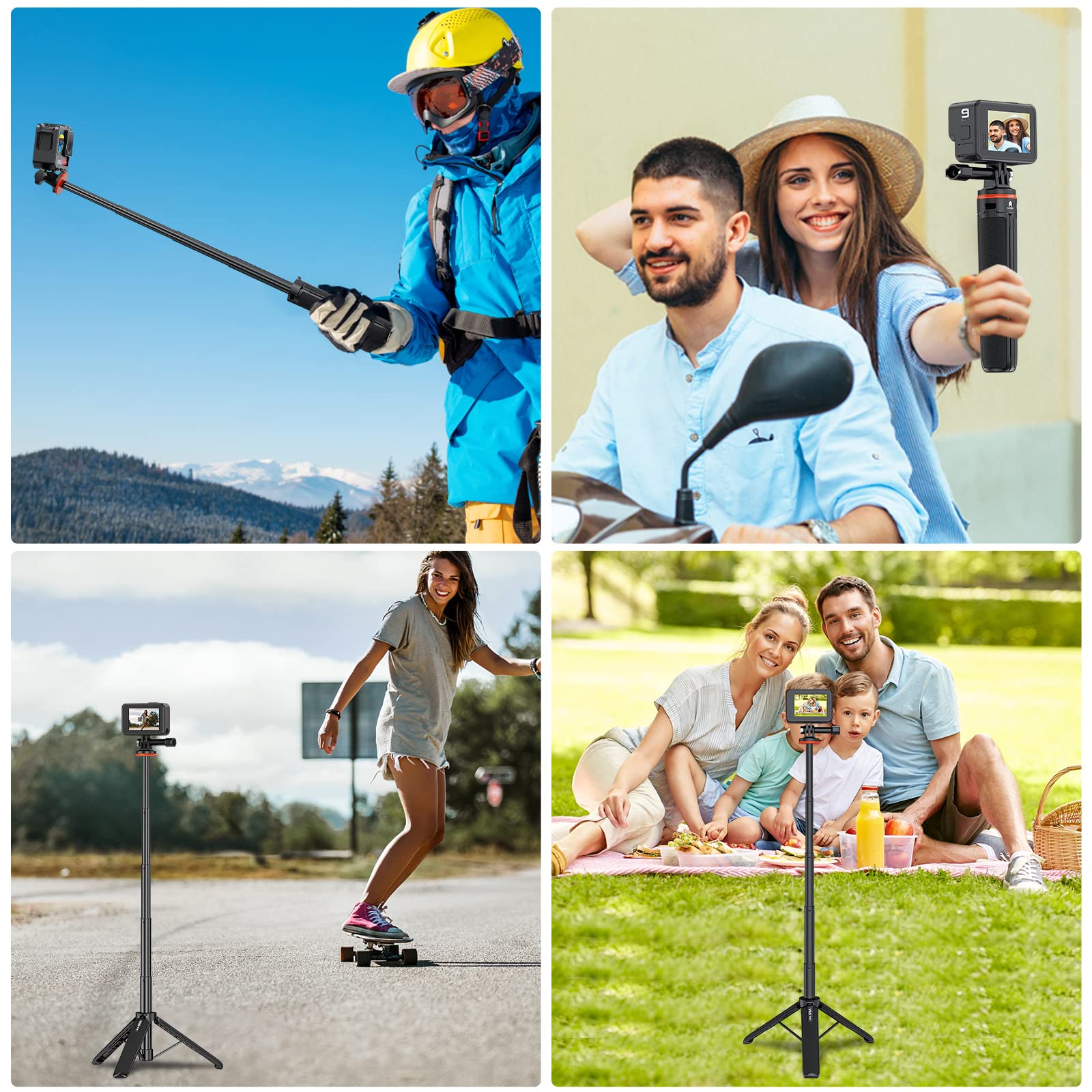 Vrig Select Uurig 20.1" Mini Extendable Gopro Tripod,Portable Selfie Stick Tripod For Dji Osmo Action 5Pro/4/3,Gopro Max Hero 11 10 9 8 7 6 5 4 3 3+ 2 1 Session