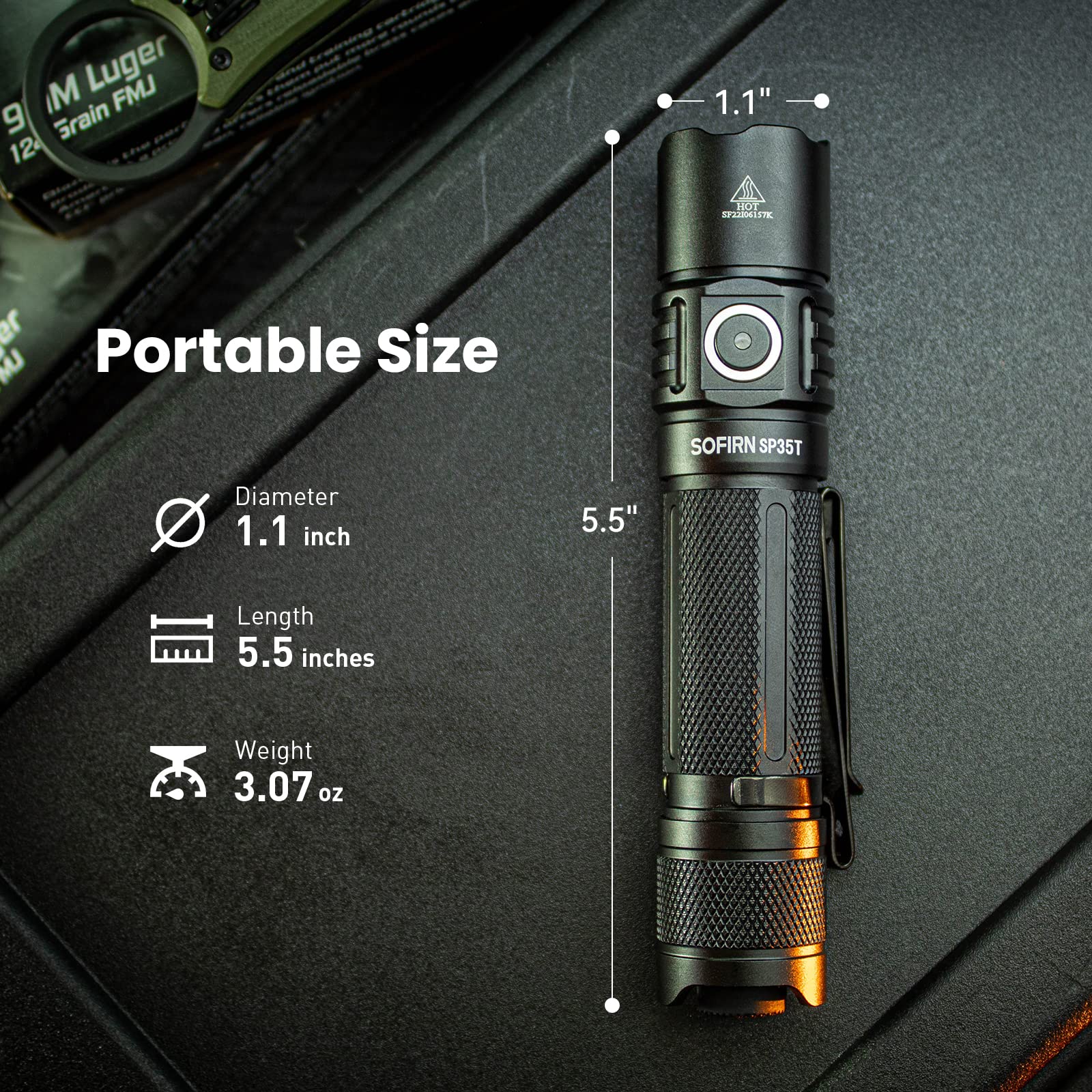 Sofirn Sp35T Tactical Flashlight, 3800 Lumens Super Bright Pocket Led Flashlight Rechargeable With Dual Switch, Ipx8 Water Resistance, Edc Flashlight For Camping, Hiking, Emergency