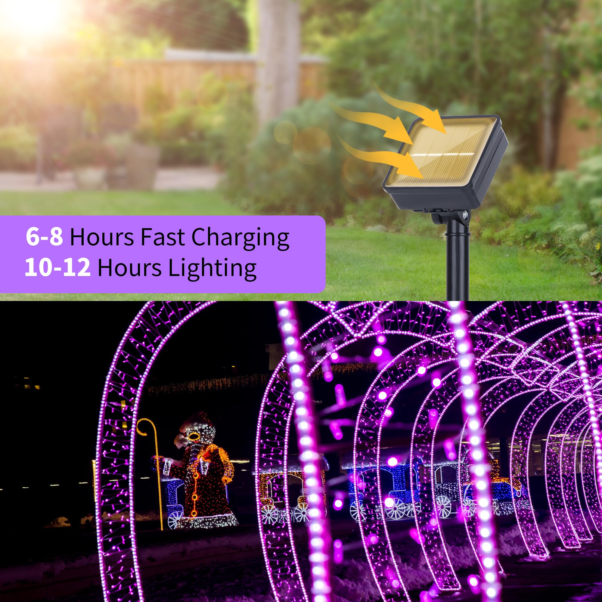 Isfofo 6 Pack Solar Fairy Lights For Outside Waterproof, 300Ft 780Led Purple Solar String Lights Outdoor Waterproof, 8 Modes Copper Wire Solar Christmas Lights For Patio Yard Trees Garden Wedding Party