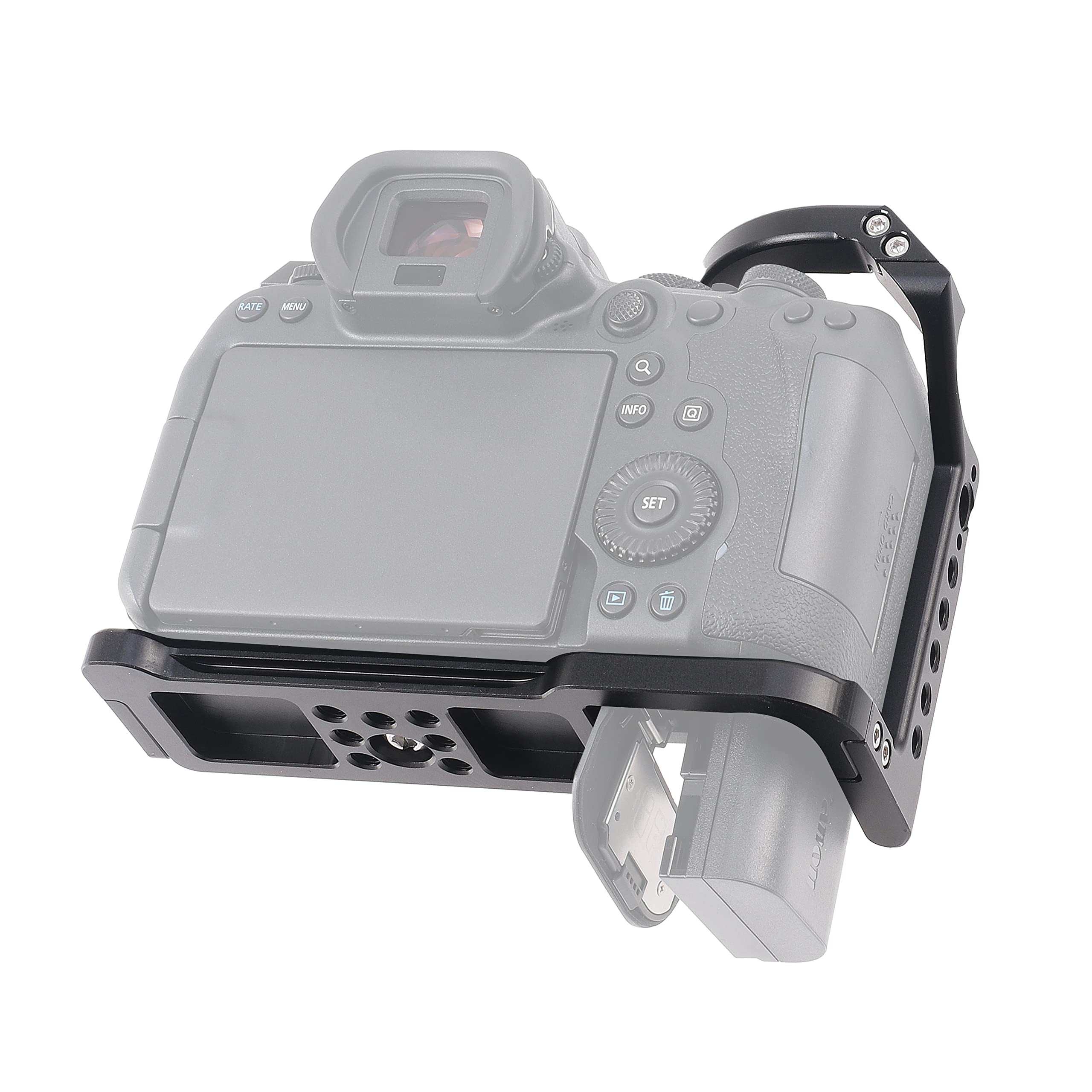 Focusfoto Camera Cage For Canon Eos R6 Mark Ii Mirrorless Camera, Aluminium Alloy Stabilizer Rig With Cold Shoe And 1/4" 3/8" Screw Mouting For Video Filmmaking